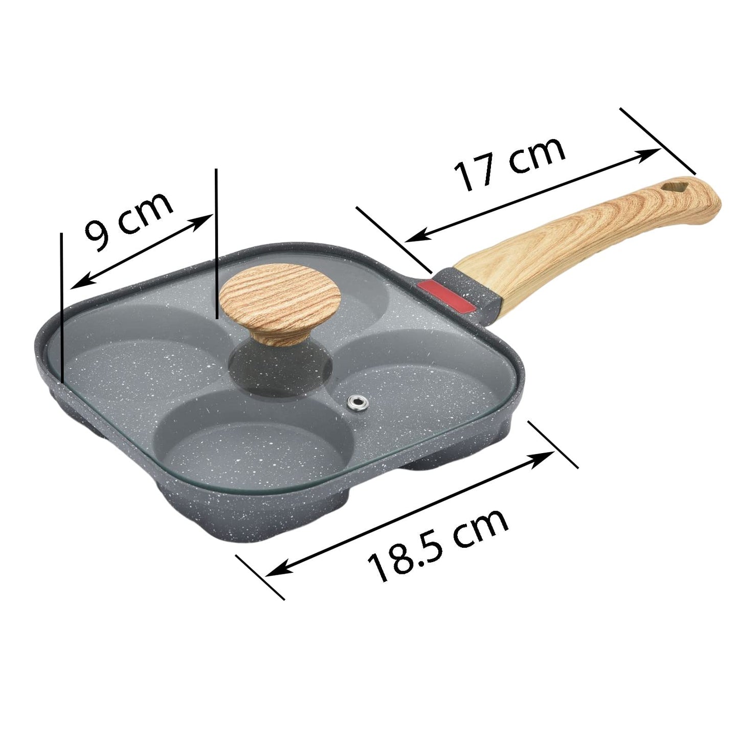 Egg Pan With Lid - 4 Cup Pancake Pan Nonstick Frying Pan Aluminium Alloy Skillet Divided Breakfast Cooker, Suitable for Gas Stove & Induction Cookware