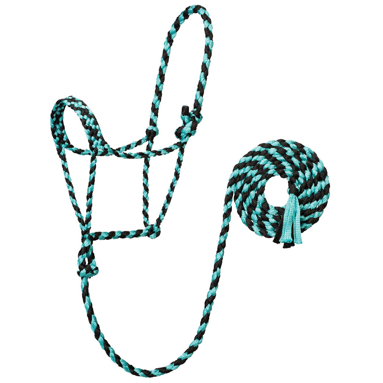 Weaver Leather Braided Rope Halter with 10' Lead, Mint/Black, Average Horse