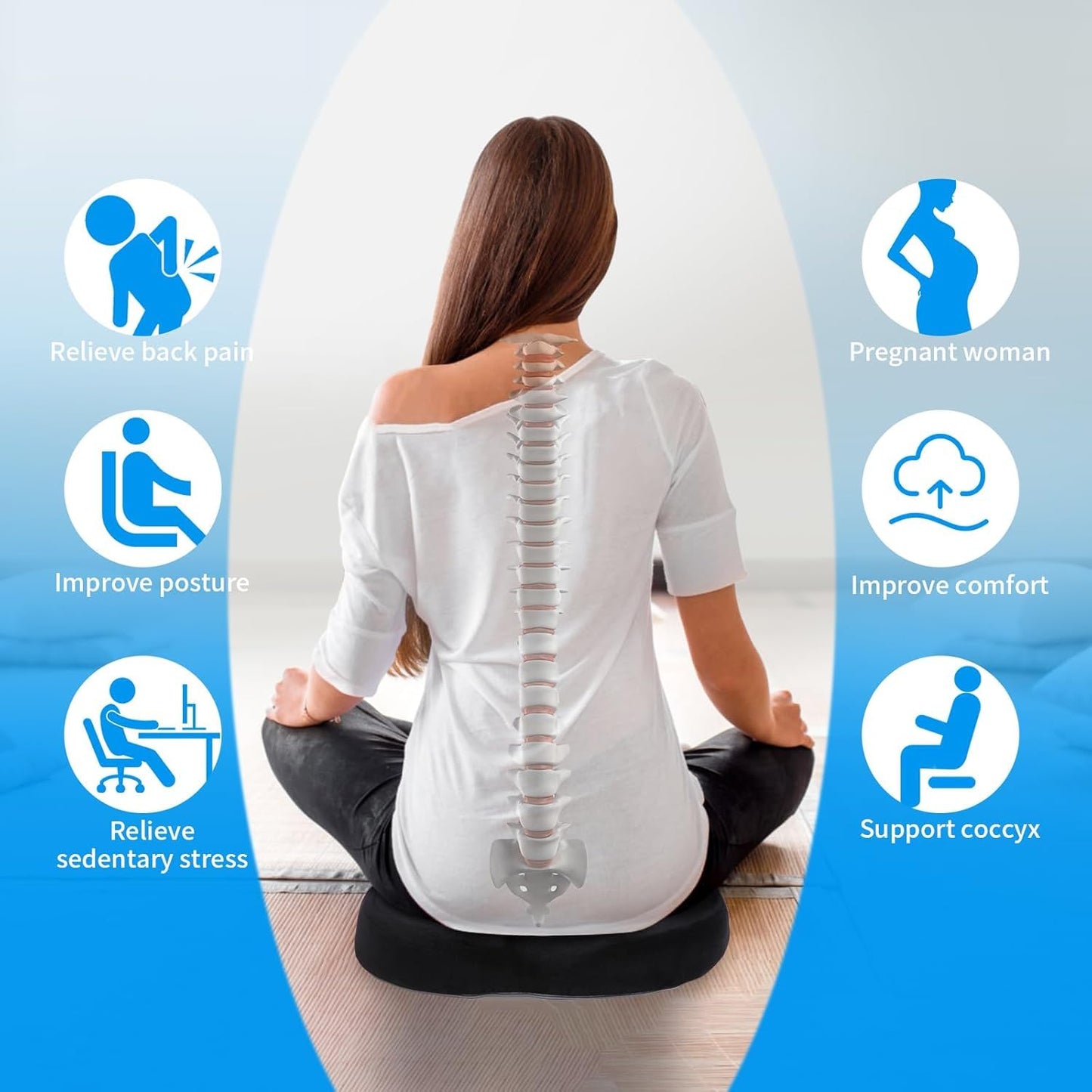 Donut Pillow Seat Cushion for Tailbone,Hemorrhoid Pillow for Office, Home & Wheelchair,Ergonomic Memory Foam Butt Seat Cushion Used in Coccyx, Sciatica, Pregnancy, Postpartum Recovery