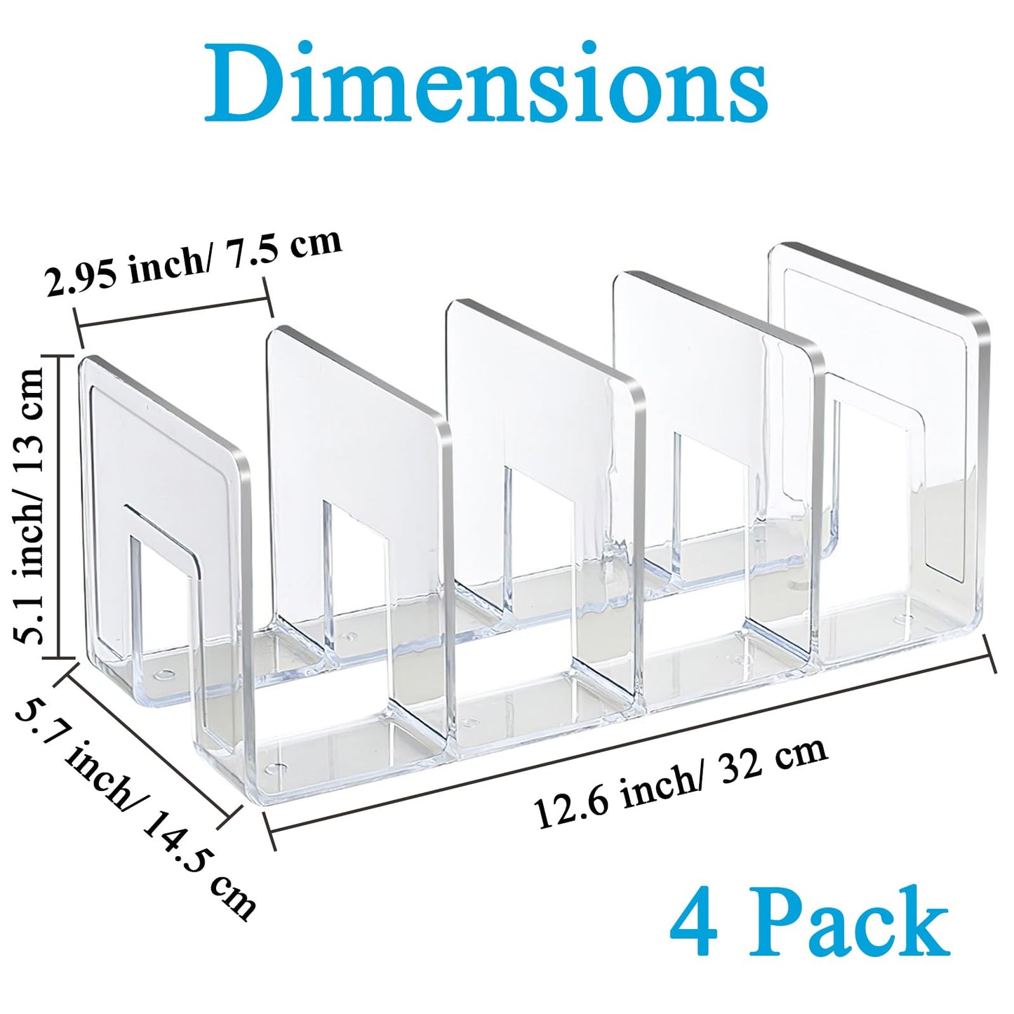 SAYEEC Acrylic File Holder, Clear File Sorter Desk File Organizer, Sturdy Desktop File Folder Organizer Rack for Envelopes Mail Letter Paper Notebook Electronics Office Supplies (4 Sections, 4 Pack)