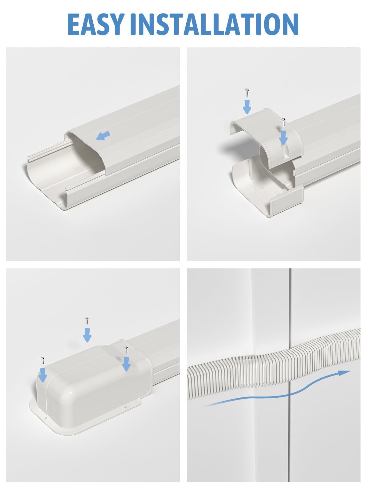 Kalkehay 4" W 9Ft L Line Set Cover for Mini Split and Central Air Conditioners Decorative PVC Line Cover Kit for Outdoor AC Heat Pump Systems