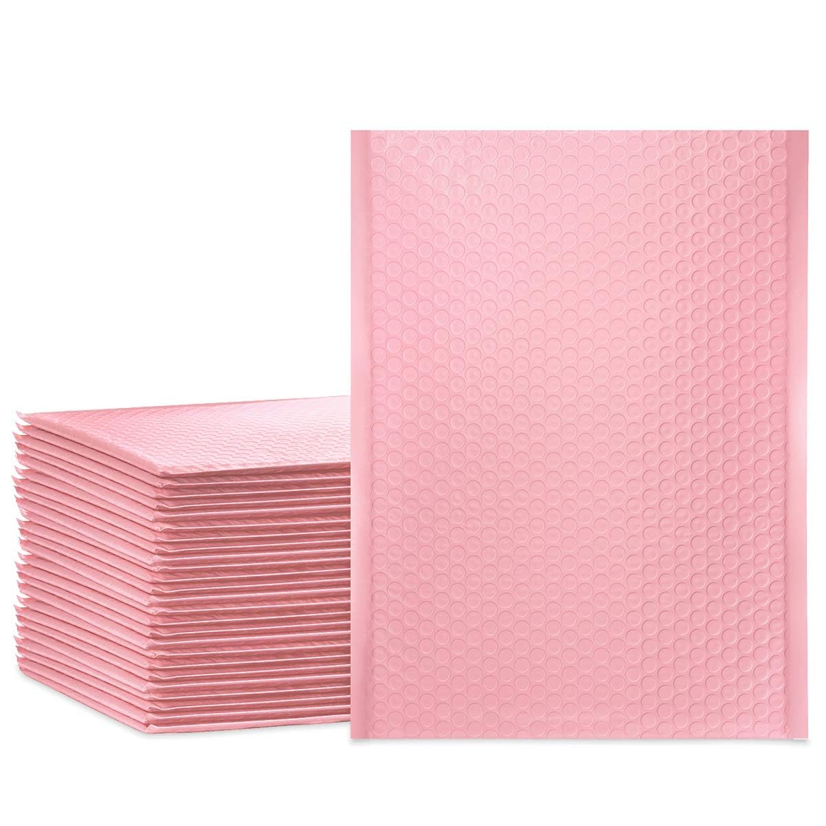 UCGOU Bubble Mailers 10.5x16 Inch Light Pink 25 Pack Usable Size 10.5x15 Poly Padded Envelopes Large Packages Opaque Packaging Postal Self Seal Adhesive Waterproof Boutique Shipping Bags for Clothes