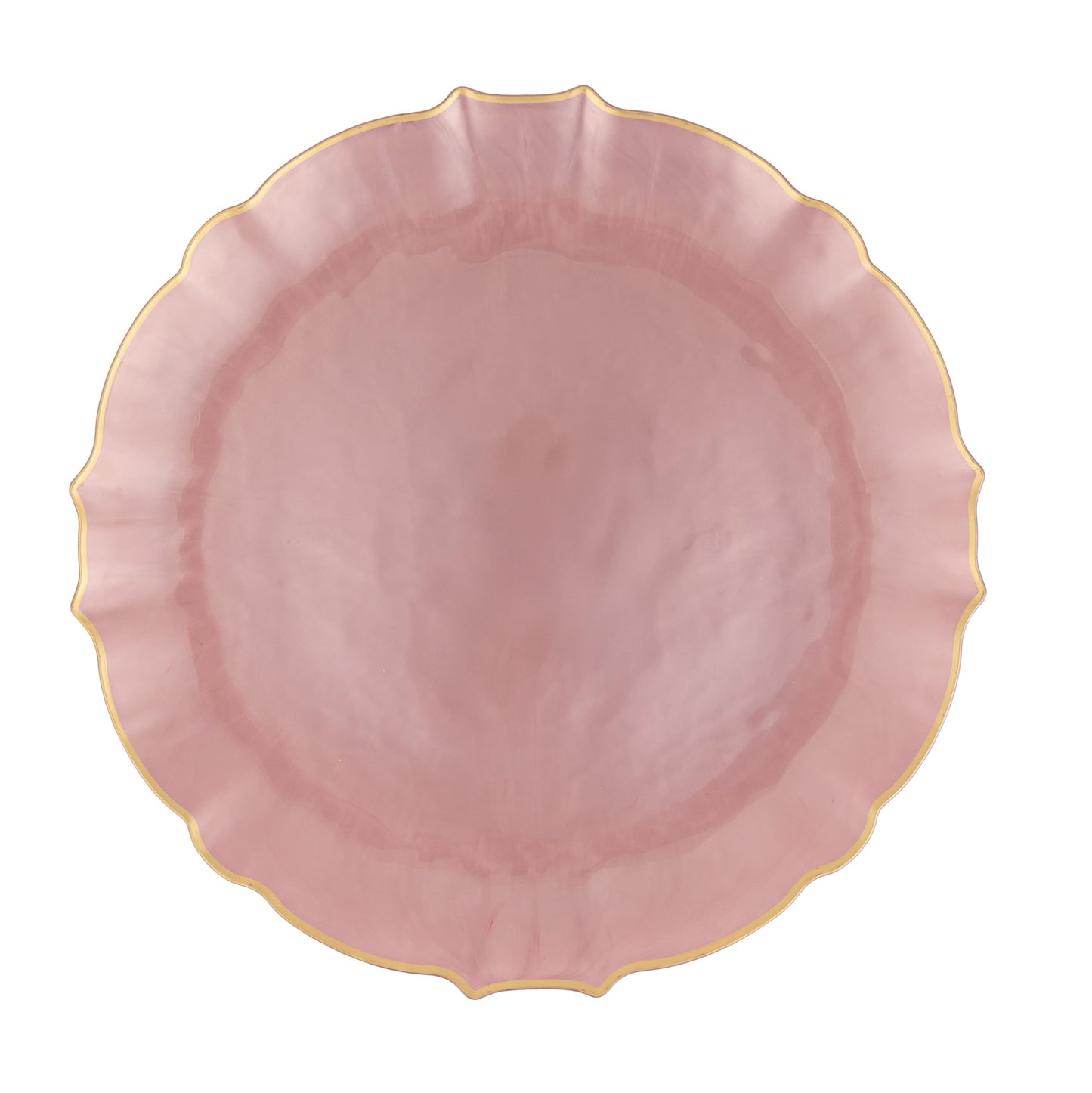 PLASTICPRO 48 Piece Aristocratic Combo Plastic Dinner Plates Disposable Plastic Fancy Heavy Duty Party Dishes 24, 7'' inch and 24, 10'' inch, Pearl Pink With Gold Rim