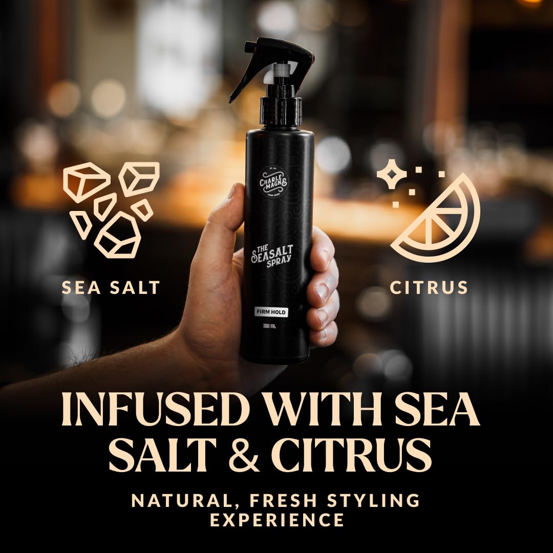 Charlemagne Pre-Styler Sea Salt Spray - 200 ml, 2 Pack - Firm Hold & Hair Volume for Curly & Wavy Hair - Heat Protection & Matte Finish - Made in Germany