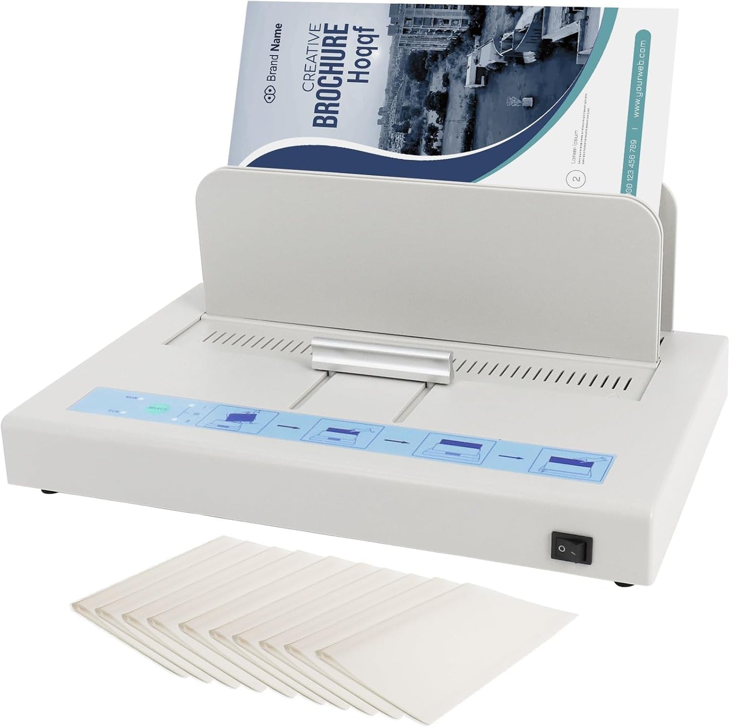 Thermal Binding Machine 500 Sheets Capacity Book Binding Material 110V Binding Machine A3(Short Edge)/A4/A5 Document Heat Binder（White)