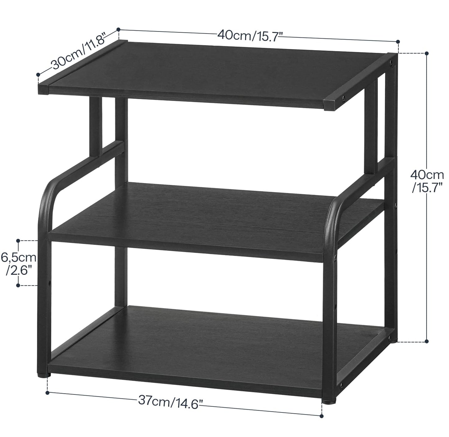 HOOBRO Printer Stand, 3-Tier Desktop Printer Table, Under Desk Storage Office Organizer, Storage Rack with Adjustable Shelf, for Home Office, Kitchen, Living Room, Black BB06PS01