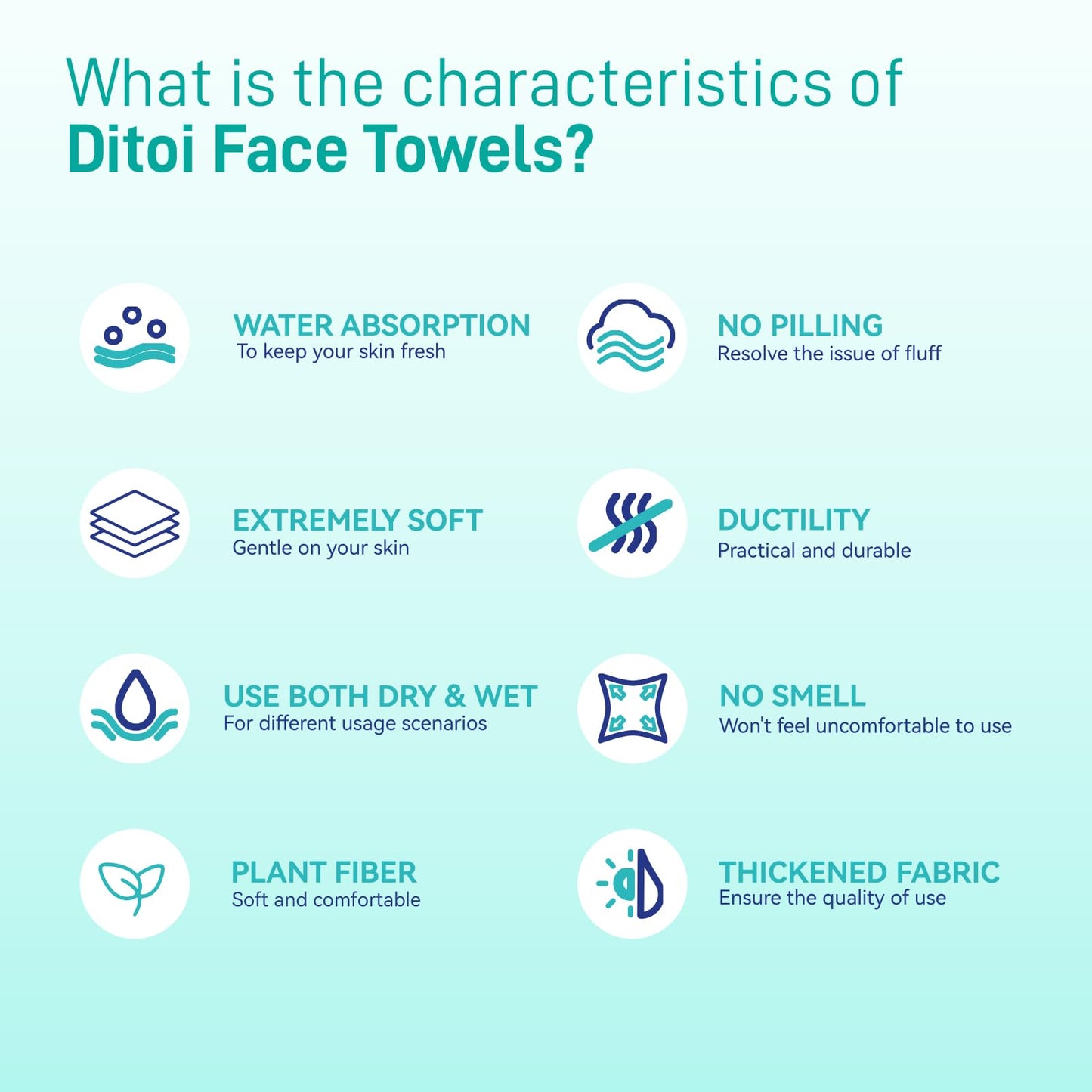 Ditoi Disposable Face Towels, XXL Face Cloths,Thick Makeup Remover Facial Tissue, Soft Face Dry Wipes for Sensitive Skin,Oil Skin, Skincare Cleansing 200 Count