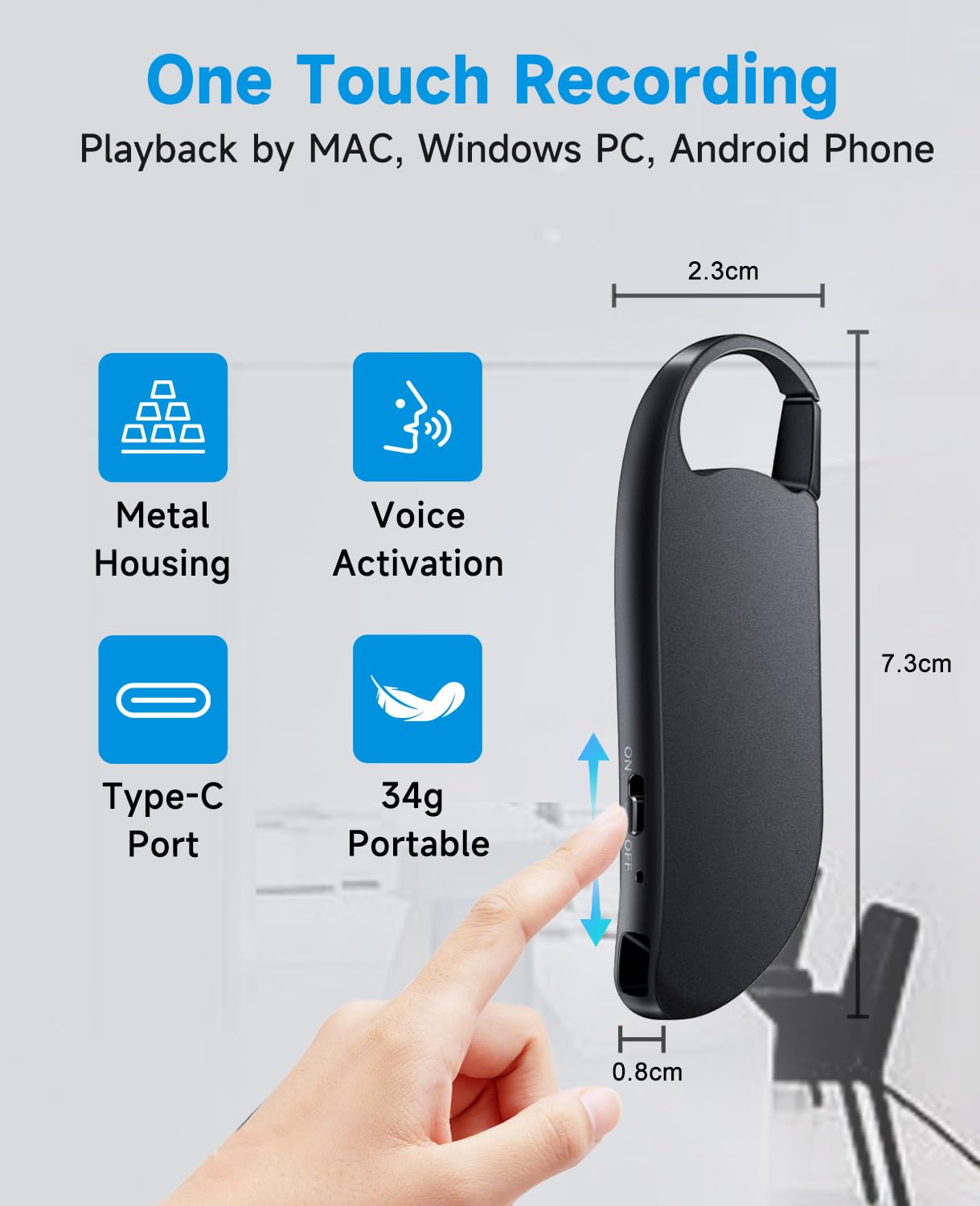 Digital Voice Recorder, Vandlion 32GB (2450 Hours) HD Voice Activated Recorder with AI-Intelligent Noise Reduction, USB -C Recording Device for Meeting Lecture Class Interview