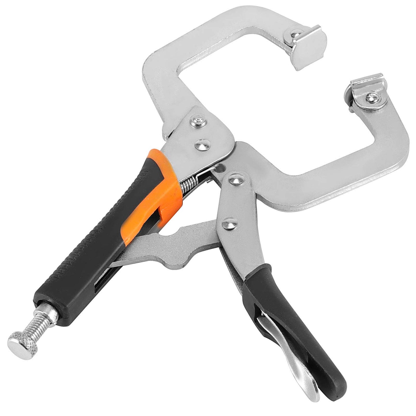 ZOENHOU 4 Pack 6" 9" 11" 14" Face Clamp C-Clamp Locking Pliers, Adjustable Vise Grip Clamps with Swivel Pad and Rubber Handle, Pocket Hole Clamp for Woodworking, Welding, Aligning