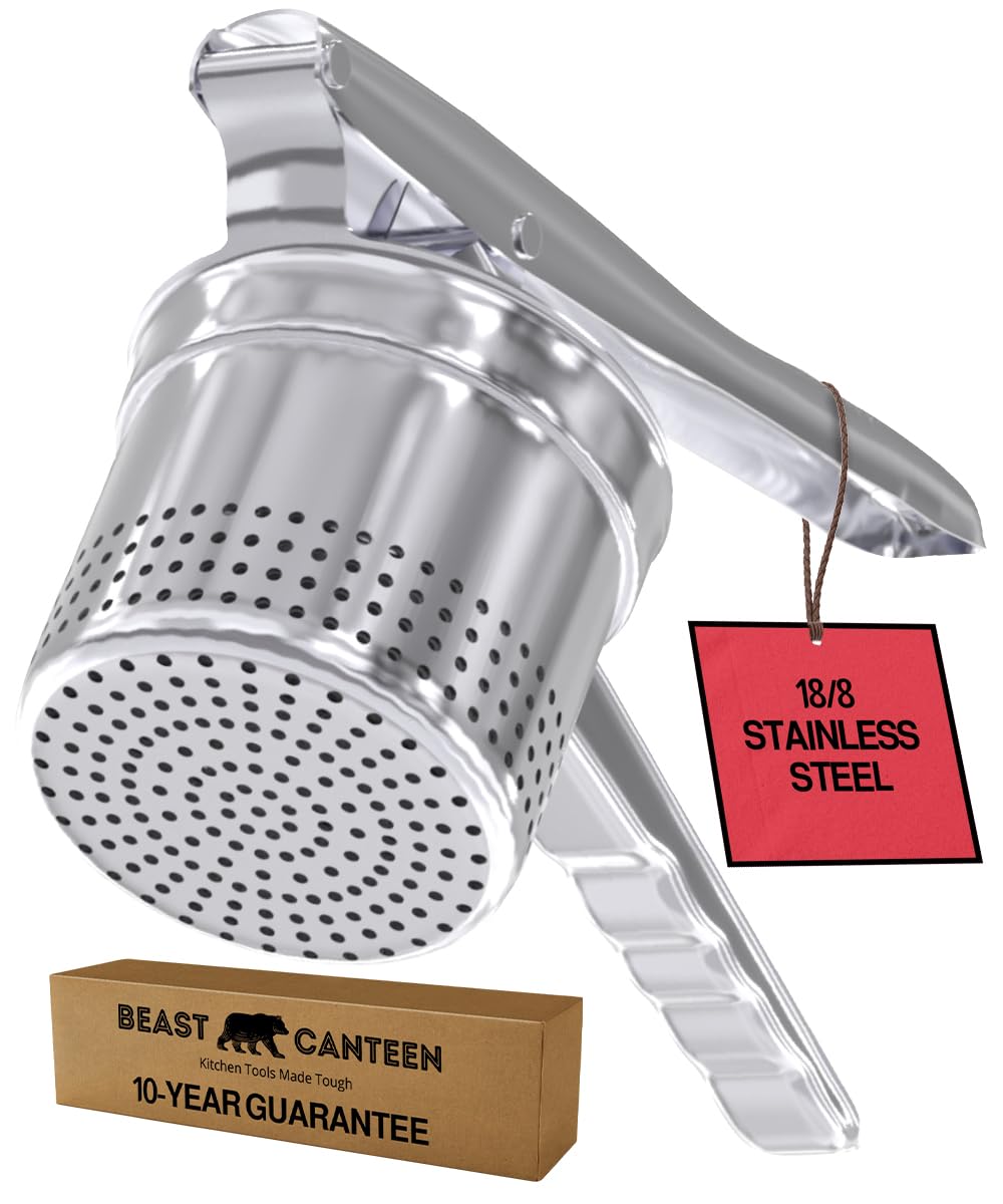 Beast Canteen Potato Ricer - 18/8 Stainless Steel, Silver, Professional Kitchen Tool, Press, Large Masher