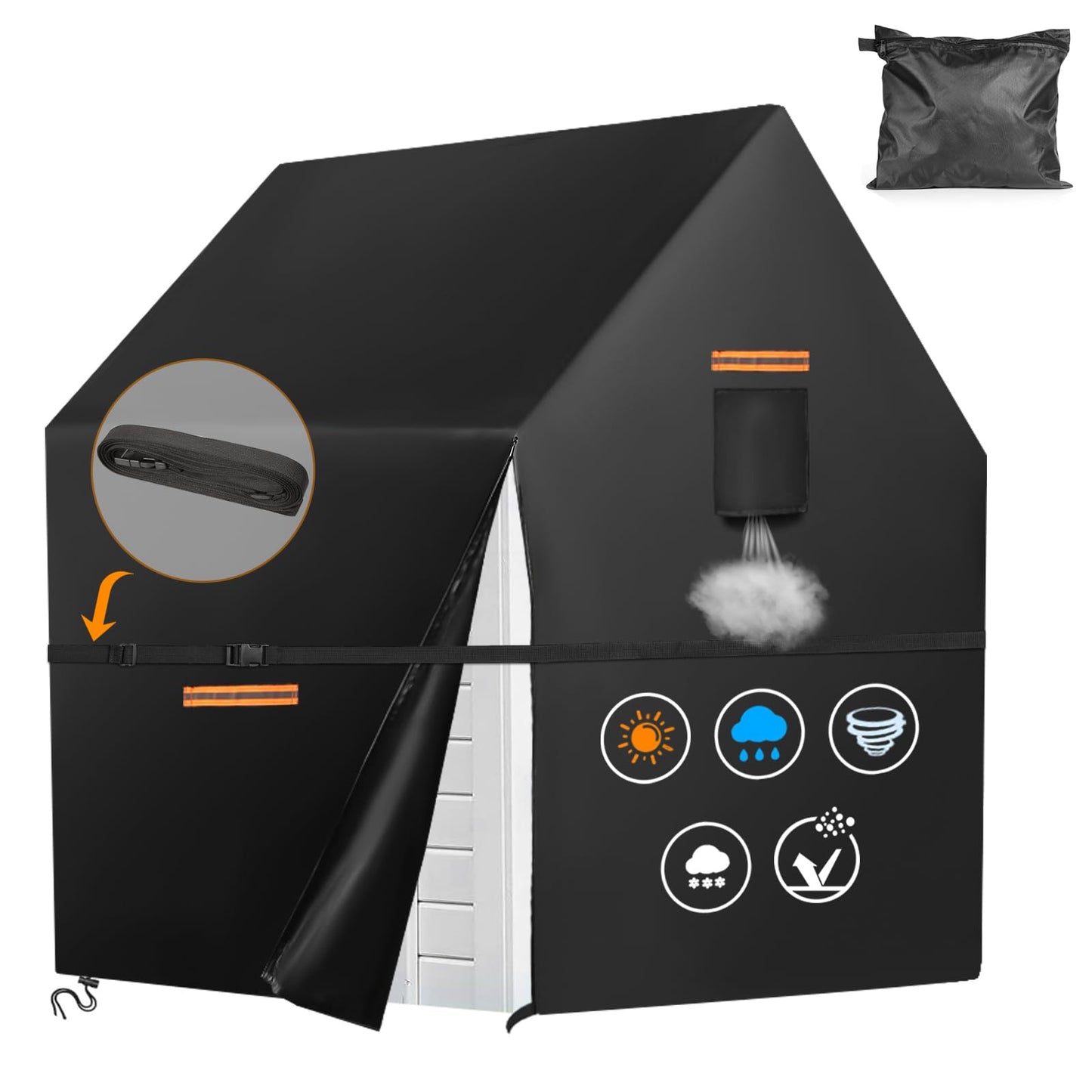Playhouse Covers,Heavy Duty 420D Oxford Kids Play House Cover Waterproof,Universal House Cover for Little Tikes and Step2 with Side Zipper Easy to Put on,Air Vent,4 Reflective Strips,Windproof Buckle
