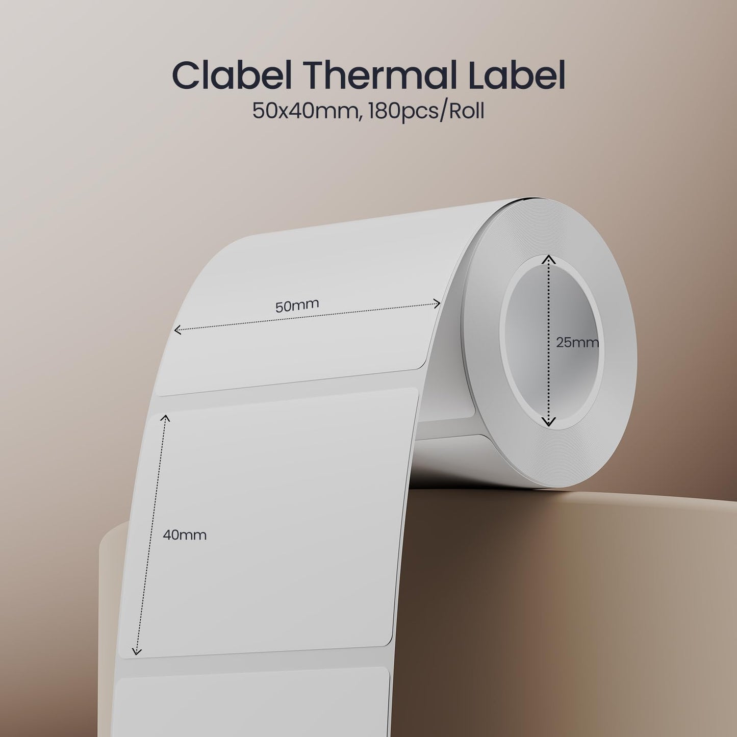 Clabel 50 x 40mm (1.97'' x 1.57'')-180 Labels/Roll,6 Rolls Labels Multi-Purpose Thermal Stickers Papers Self-Adhesive for Business/Logo/File/Jar/Gift Sticker Labels (White)