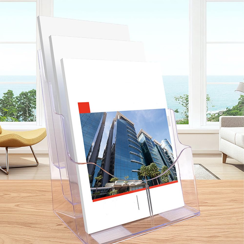 1PCS 3 Tier 8.5 X 11 Inches Clear Acrylic Holder Pamphlet Mount Flyer Display Stand Wall Mount/Countertop for Literature Organizer Documents Brochure Stand Sign Pamphlets Booklets and Menu