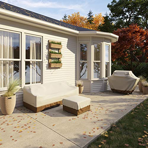 Amazon Basics 3-Seater Outdoor Patio Sofa Cover, Beige/Tan