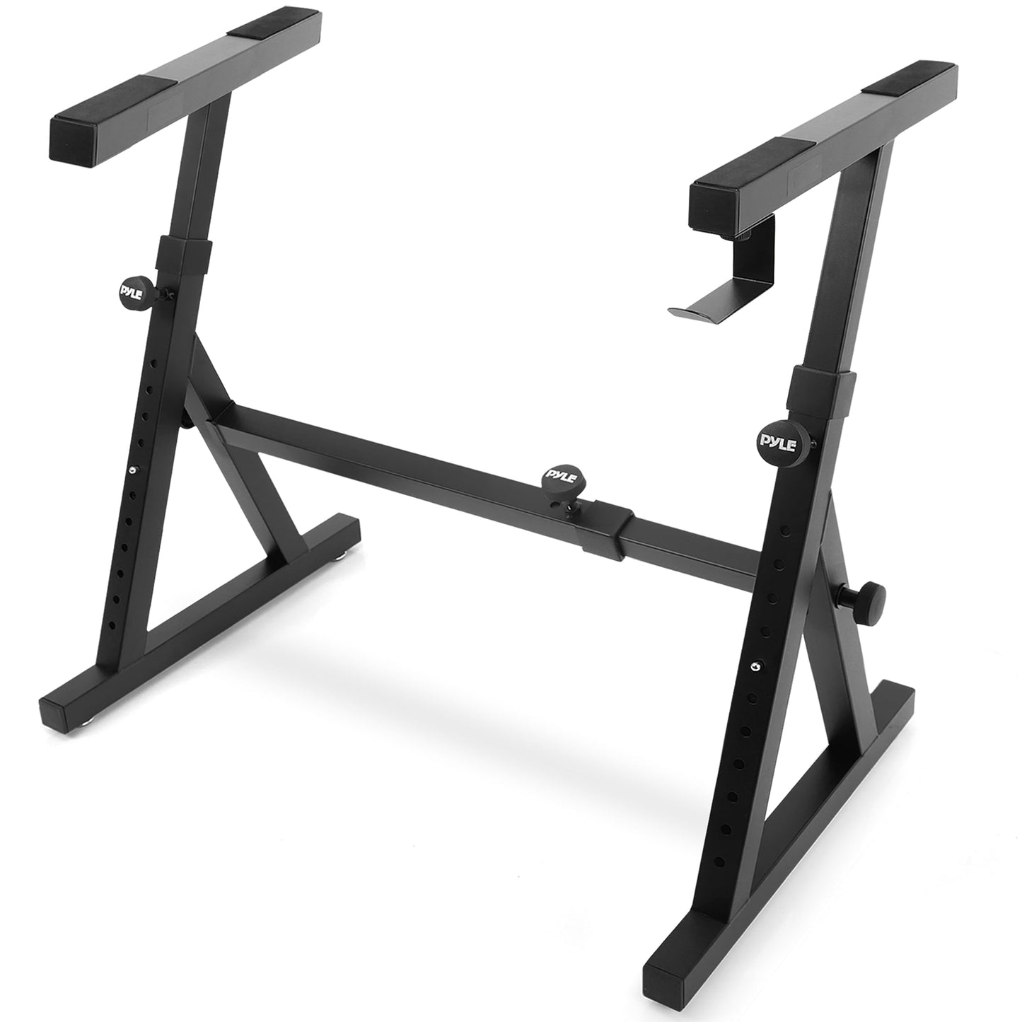 PYLE Keyboard Stand– Universal Heavy-Duty Z Style Piano Stand, Adjustable Height & Width, Very Sturdy Portable & Foldable Digital Piano Holder Rack, w/ Headphone Hook- Great for Studio & Performances