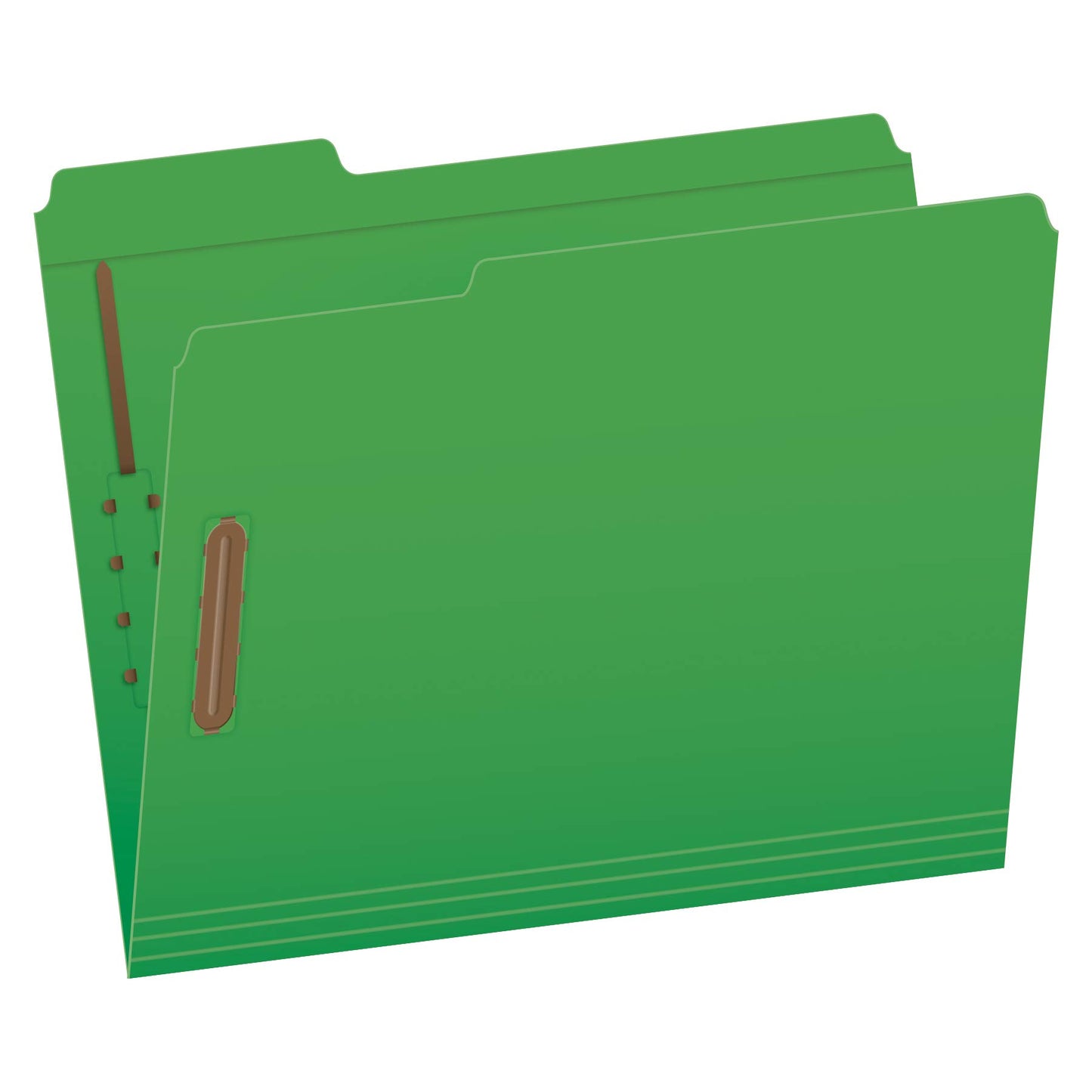 Globe-Weis Fastener Folders, 1/3 Cut Reinforced Tab, 2 Fasteners, Letter Size, Green, 50 Folders Per Box (22140GW)