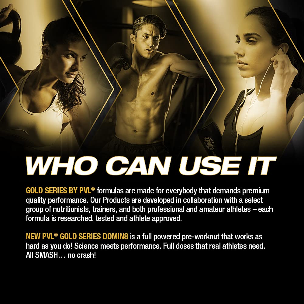 PVL Gold Series Domin8 | Pre-workout Superfuel - full dose Preworkout - 520 g - Peach Mango Punch