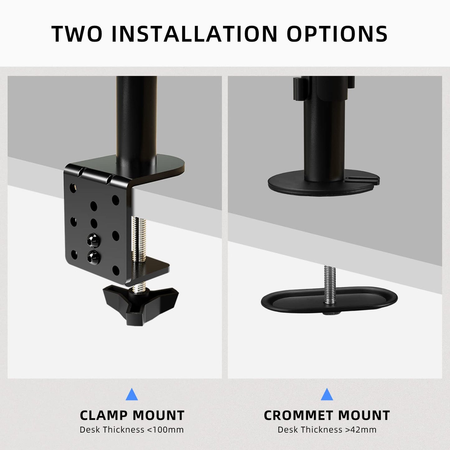 Suptek Full Motion Computer Monitor and Laptop Riser Desk Mount Stand, Height Adjustable (400mm), Fits 13-27" Screen and up to 17" Notebooks, VESA 75/100, up to 22lbs for Each (MD6432TP004)