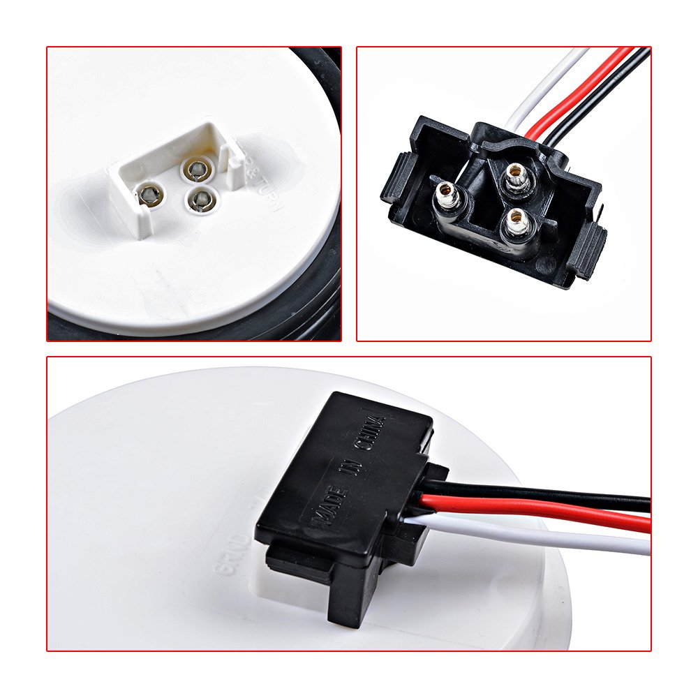 4 pcs Clear Lens - Red Light 4" Round 12-LED Truck RV Trailer Light Ruber Cover Wiring Plug Kit
