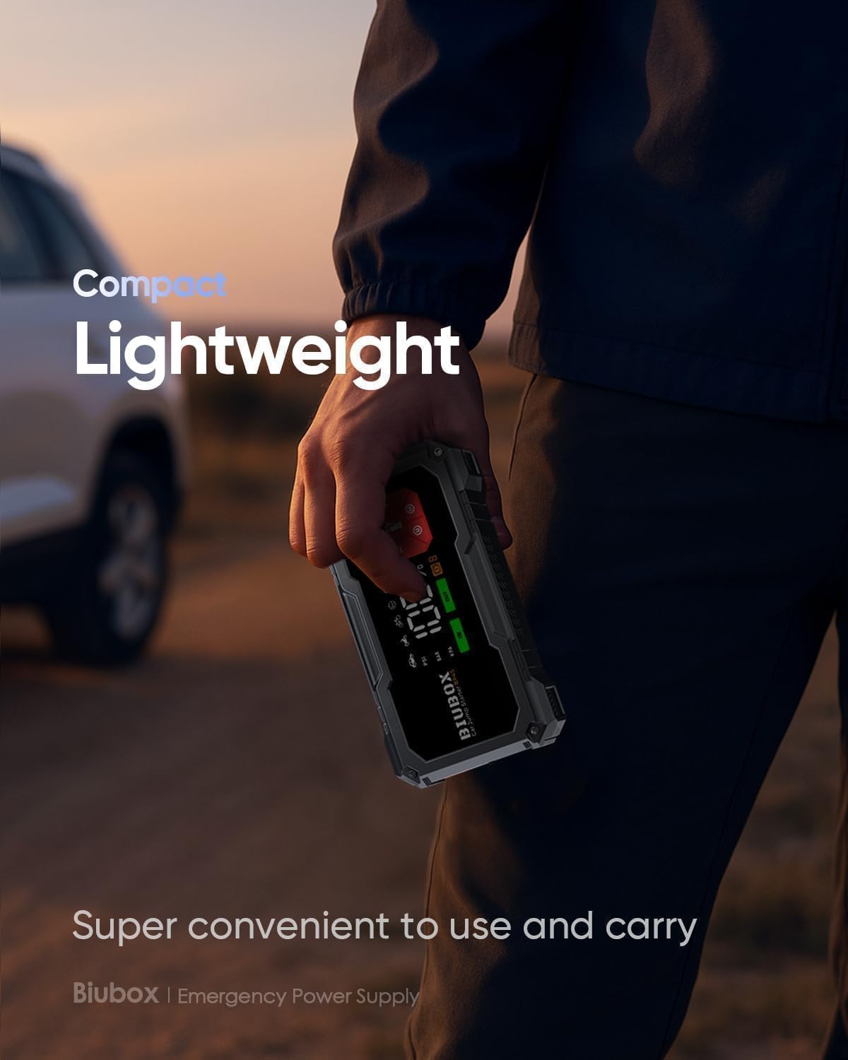 Car Battery Booster Pack Jump Starter with Air Compressor, BiuBox 7000A 150PSI Car Booster Battery Pack (All Gas/9L Diesel), 12V Portable Car Jump Starter with LED Display, 10 Protections, 500lm Light