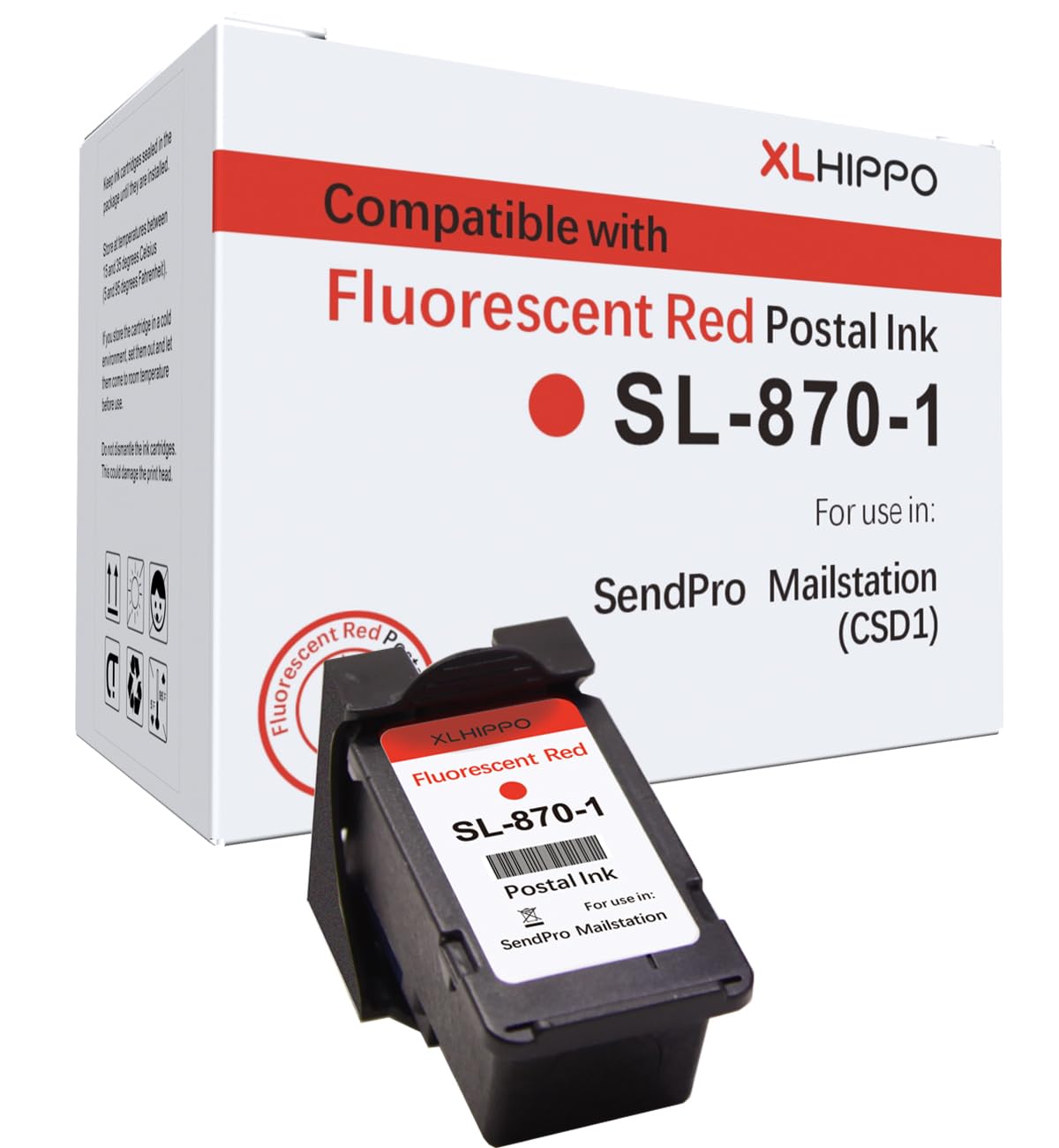 High Capacity SL-870-1 Red Ink Cartridge Replacement for Pitney Bowes SL-870-1 Red Ink Cartridge Compatible with New SendPro Mailstation Postage Meter CSD1 Machine (16 ml) (1 Pack)