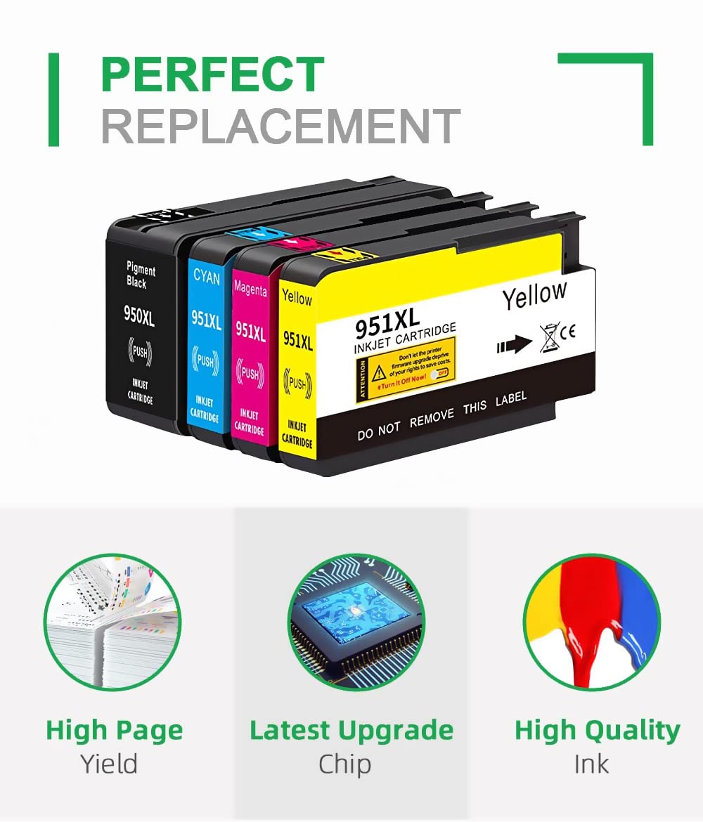 950XL 951XL 12-Pack Combo Compatible for hp 950 XL 951 XL Ink Cartridge Replacement for hp OfficeJet Pro 8600 8610 8620 8100 8630 8660 8640 8615 8625 276DW 251DW Printer (3BK/3C/3M/3Y)
