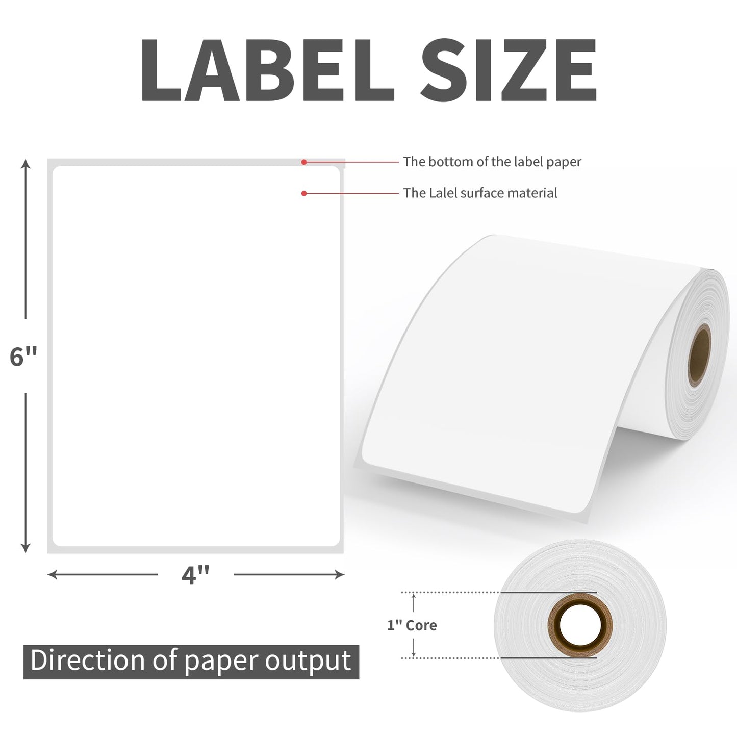 9527 Product 4x6 Blank Direct Thermal Shipping Labels for Zebra 2844 Zp-450 Zp-500 Zp-505,250 Labels/Roll,Total 6 Rolls