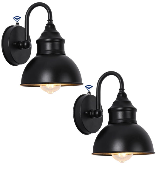 2 Pack Vintage Matte Black Outdoor Barn Lights, Modern Farmhouse Porch Wall Mount Outdoor Dusk to Dawn Barn Lights, Industrial Gooseneck Lights, IP65 Rustproof and Waterproof Outdoor Farmhouse Lights.