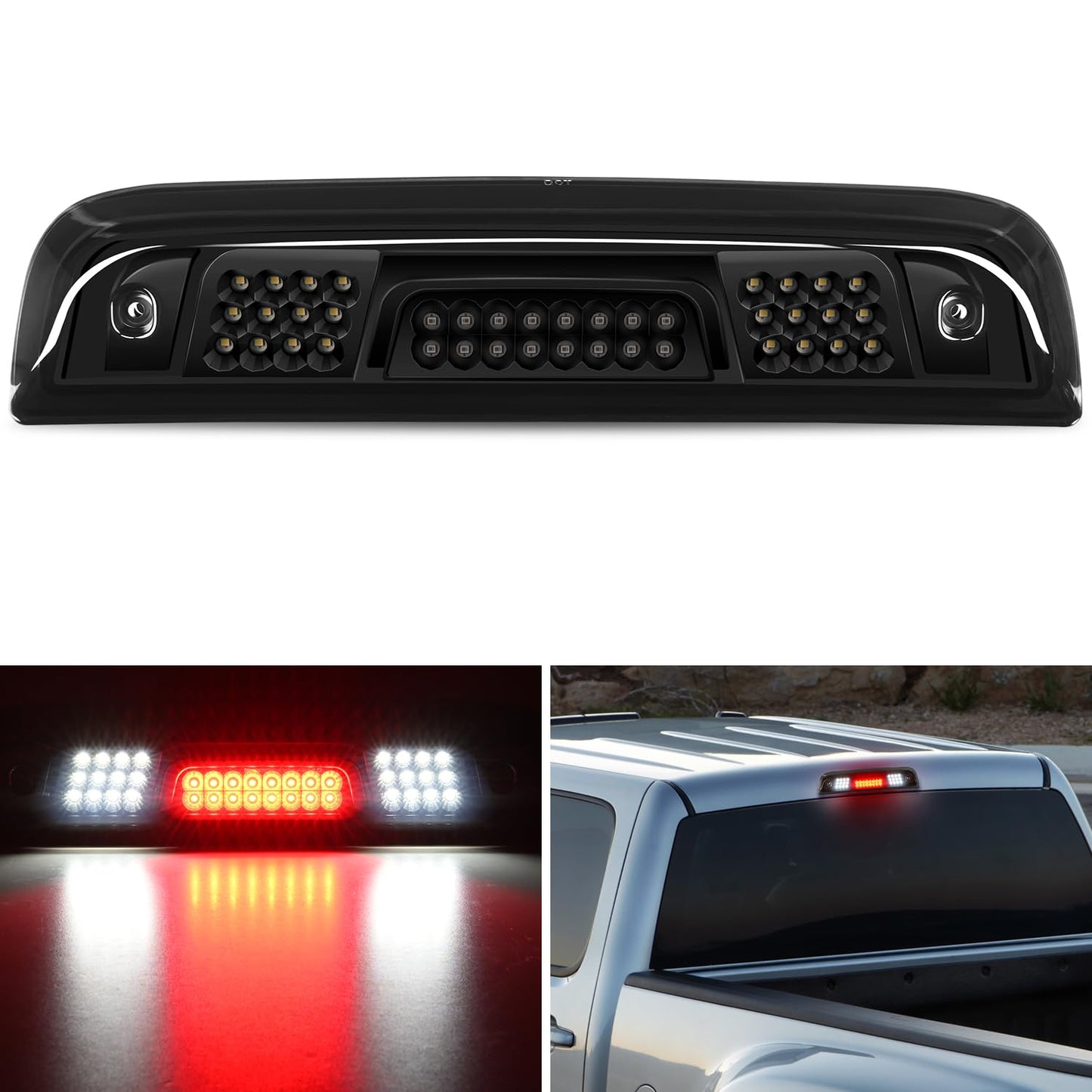 Nilight Third Brake Light High Mount 3rd Stop Reverse Cargo LED Lighting for Chevy Silverado GMC Sierra 1500 2500 3500HD 2014-2018 Pickup Truck Rear Cab Center Tail Lights