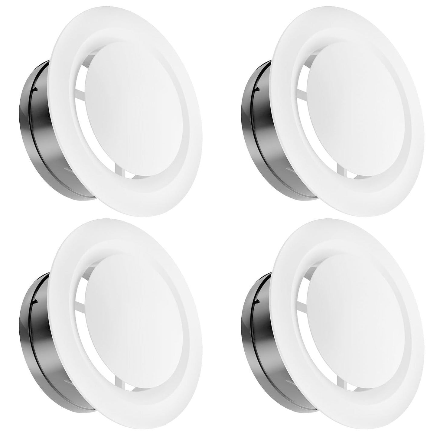 4 Inch Soffit Vent Adjustable Vent Cover, ABS Round Ceiling Vent Covers for Bedrooms, Living Rooms, Bathroom, Offices and Kitchens (4Pack)