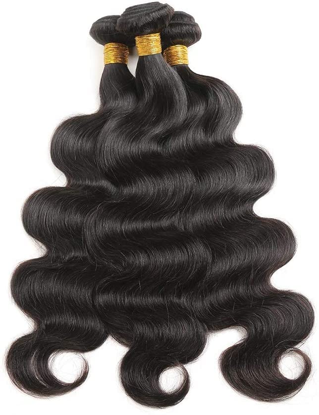 Body Wave Human Hair Bundles (10 12 14 Inch) 100% Unprocessed Human Hair Extensions for Women Brazilian Virgin Hair Weave Bundles Natural color