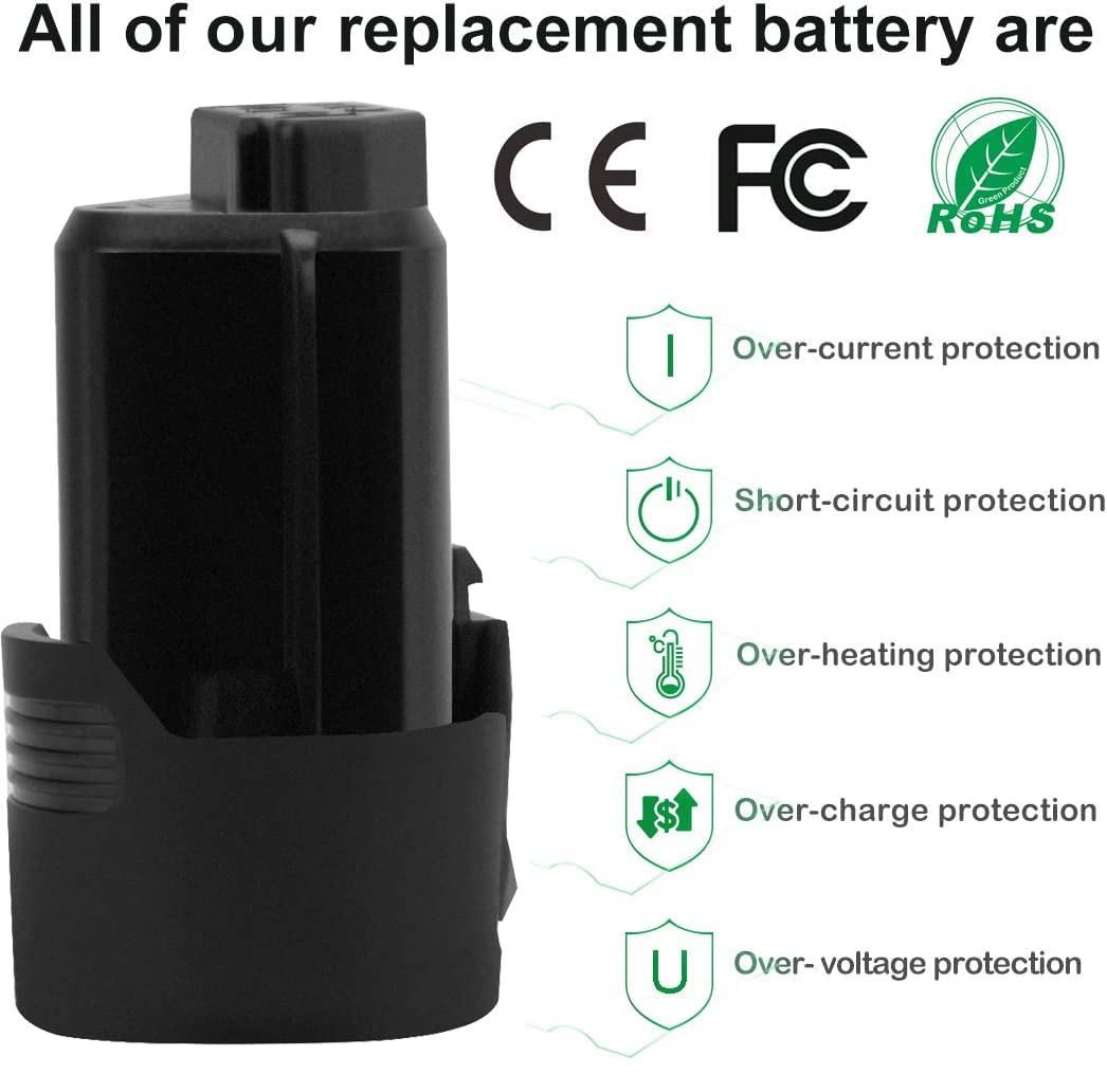 Hanaix 12V 3.0Ah Li-ion Replacement Battery for Ridgid R82007 R82009 R82048 R82049 AC82008 AC82049 130188001 130219001 130446011 for Ridgid 12v Battery