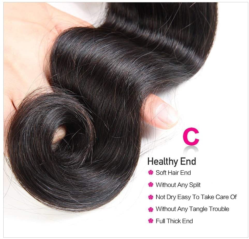 Body Wave Human Hair Bundles (10 12 14 Inch) 100% Unprocessed Human Hair Extensions for Women Brazilian Virgin Hair Weave Bundles Natural color