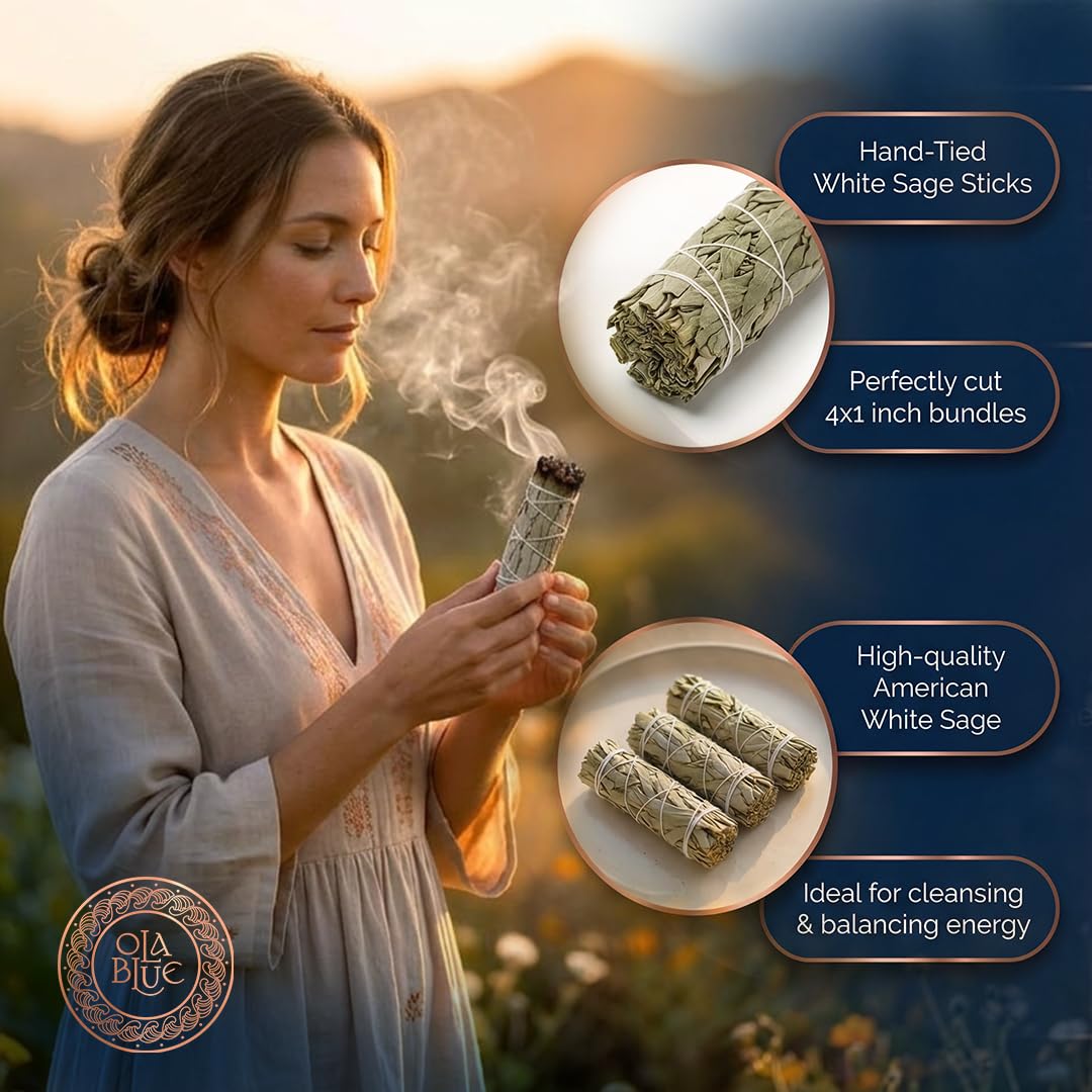 White Sage Smudge Sticks 12 Pack Premium 4 Inch Sage Bundles for House Cleansing, Energy Clearing, Smudging Rituals, Meditation & Spiritual Protection