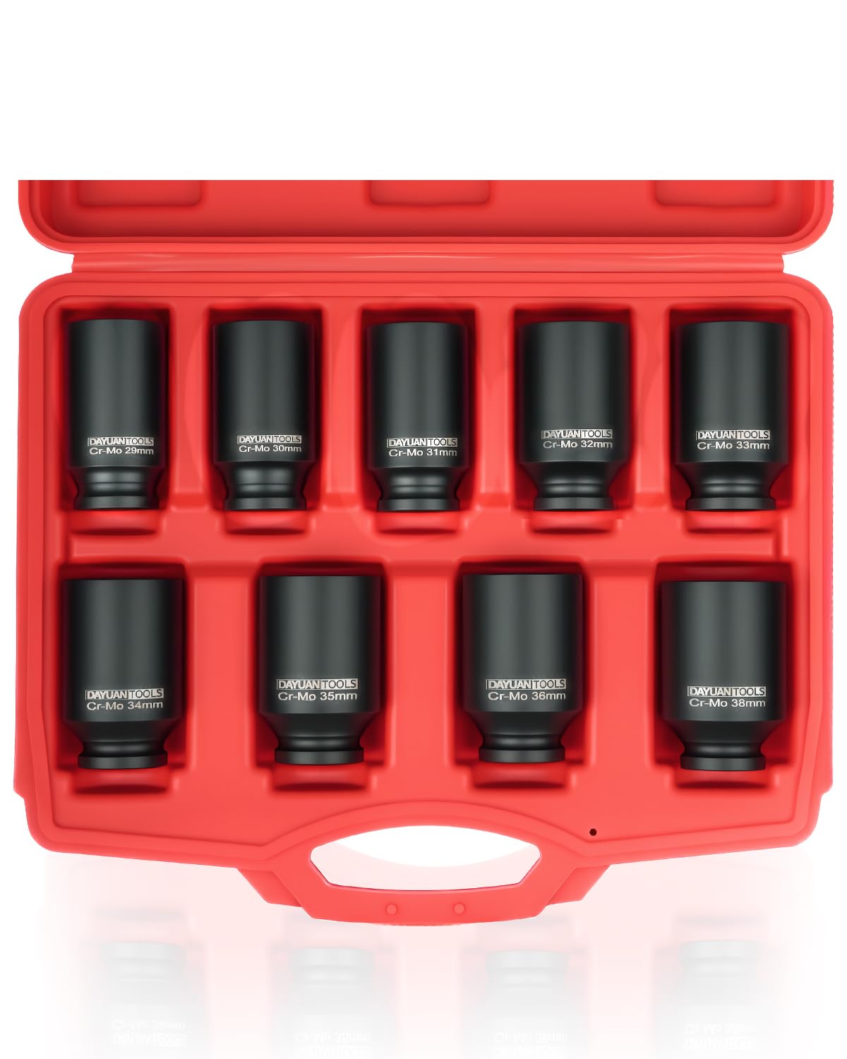 DAYUAN 9 Pcs Axle Nut Hub Impact 1/2- Inch Drive Socket Set 29mm 30mm 31mm 32mm 33mm 34mm 35mm 36mm 38mm