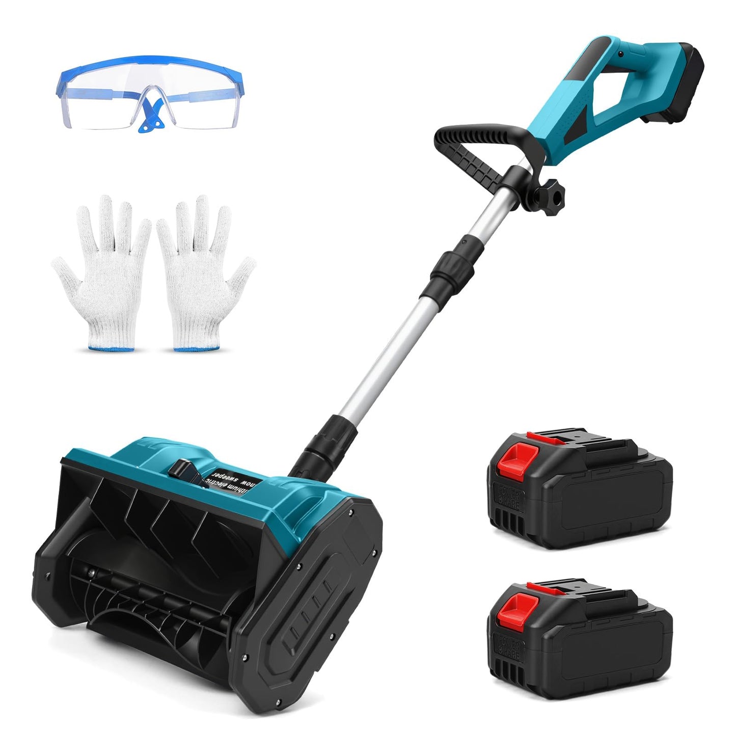 12" Cordless Snow Thrower, 2 x 4.0Ah Batteries - 21V Cordless Snow Blower Shovel, 30cm Width x 15cm Depth Clearing, Brushless Motor, Auxiliary Handle, 3-Direction Adjustable, Compatible with Makita