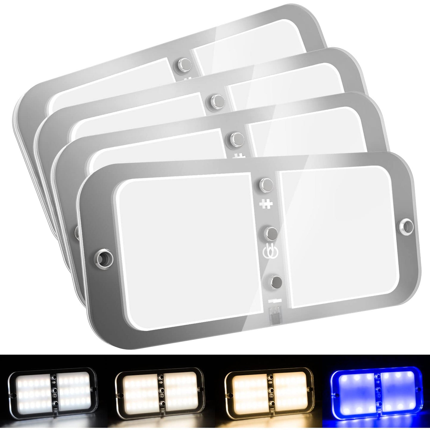 HassoKon 800LM RV Ceiling Dome Lights,Dimmable RV Interior LED Lights Brightness 6W DC12-18V Fixture with Dimmer Switch for RVs, Camper, Motorhome, Trailer（4 Pack）