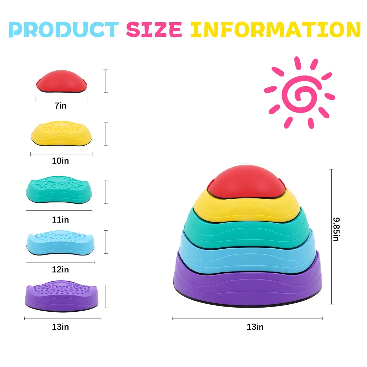 Joonly Kids Stepping Stones 5pcs Balance River Stones for Promoting Children's Coordination Skills Sensory Play Equipment Toys Toddler Ages 3-8 Years