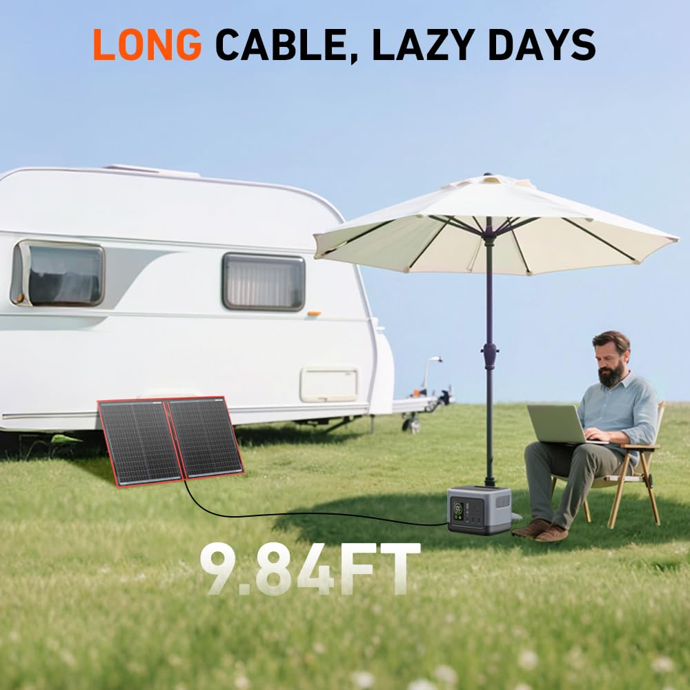 DOKIO 110w 18v Portable Foldable Solar Panel Kit (21x28inch, 5.9lb) Solar Charger With Controller 2 Usb Output To Charge 12v Batteries/Power Station (AGM, Lifepo4) Rv Camping Trailer Emerge……
