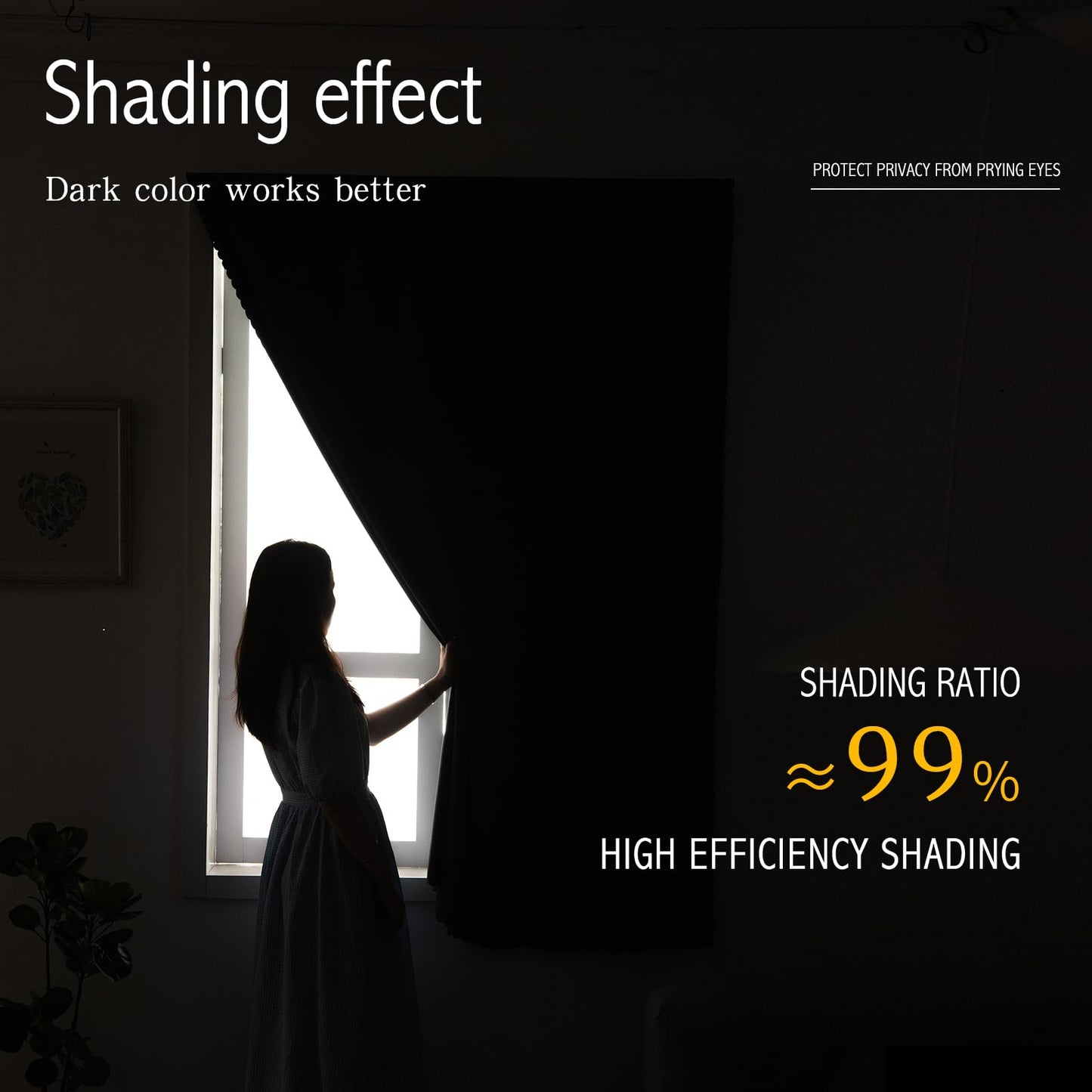 Adhesive Blackout Curtains- Self Stick Shades Window Blinds Curtains No Rod Needed Easy to Hang Curtains, Use for Bedroom, Living Room, Dining Room, Kitchen, Home Office, 47"W X 59"L, Black, 1 Panel