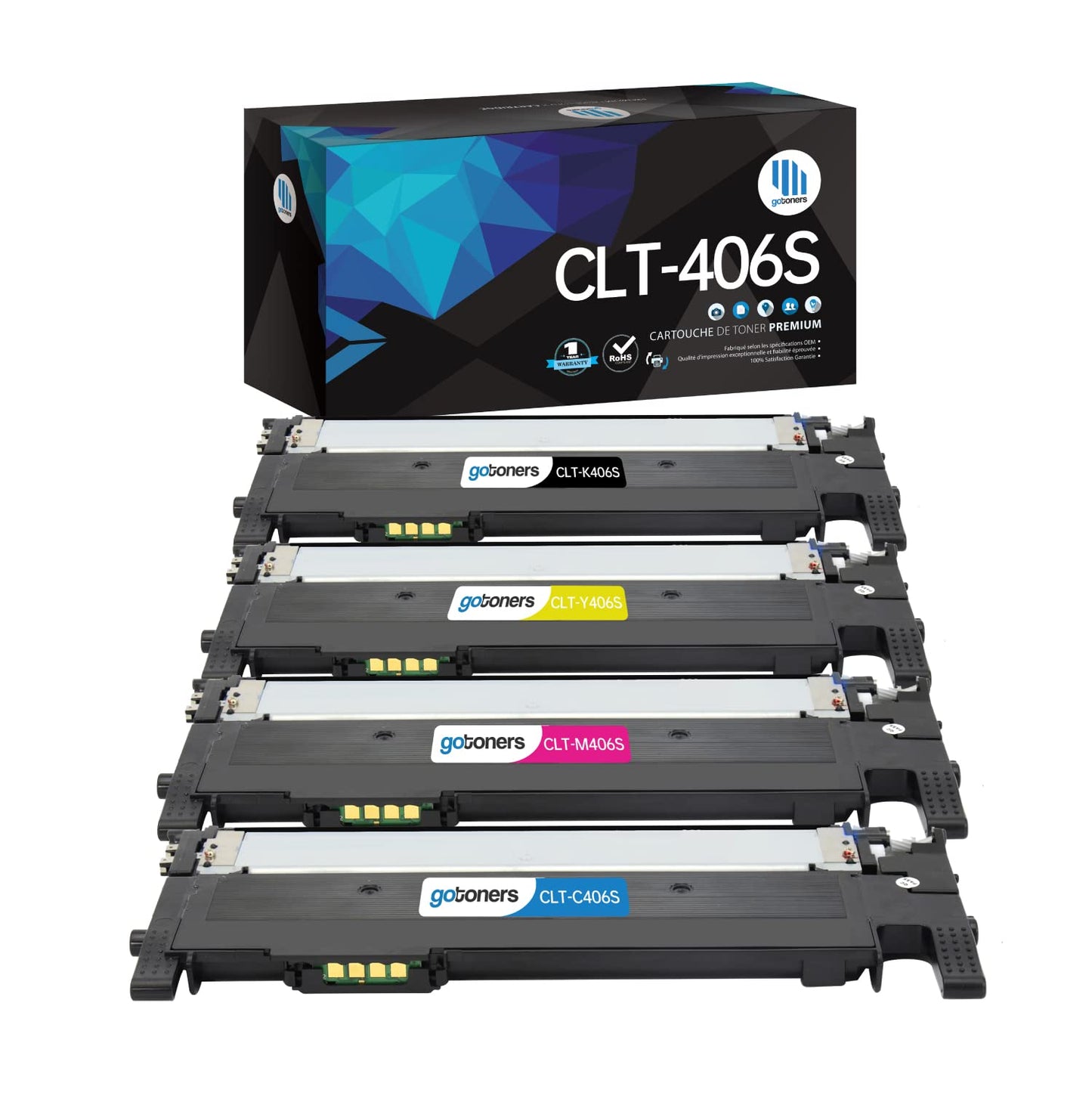Gotoners Compatible Toner Cartridge 406 406S for Samsung Xpress C460FW C410W C460 C460W CLP-365 CLP-365W CLX-3305FW Ink CLT-K406S CLT-C406S CLT-M406S CLT-Y406S