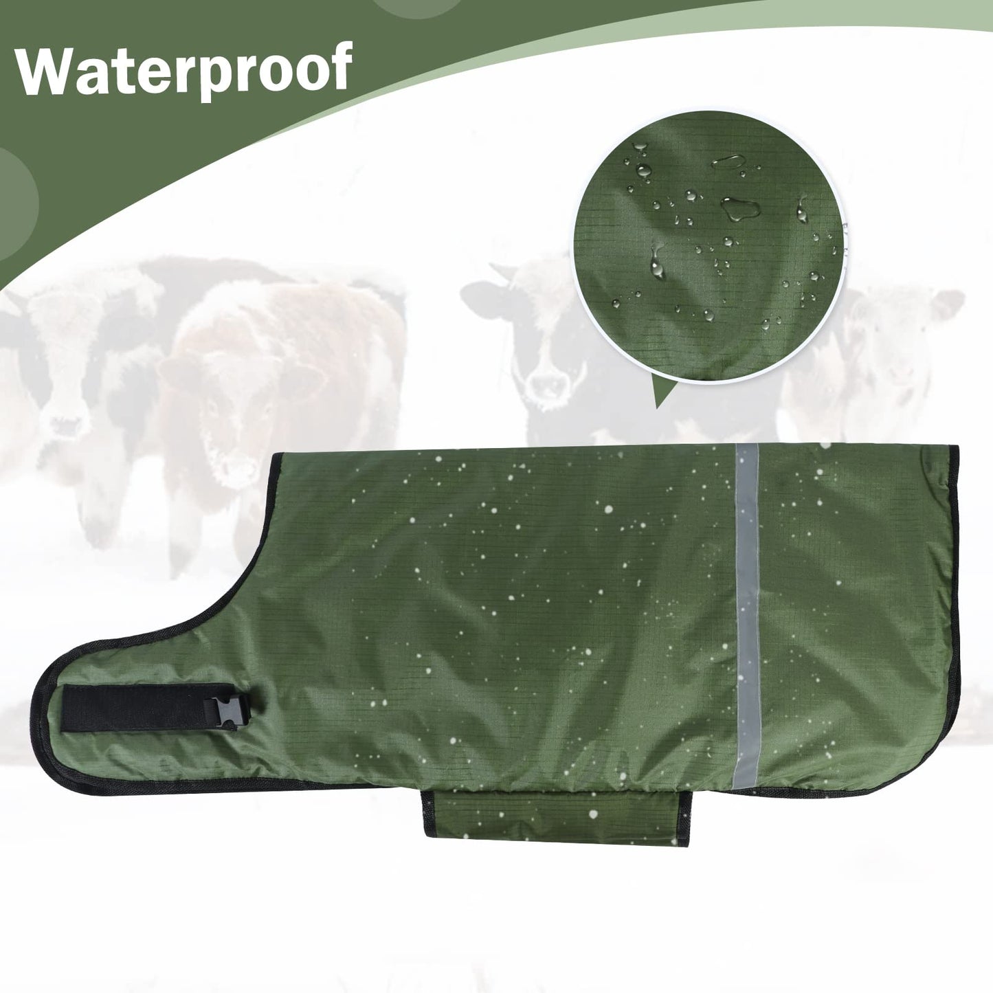 BiJiBiBog Pro Calf Blanket, Warm Clothes Saver Coat for Keep Cow Warming Thickened Belly Protection Windproof Livestock Protector (A Piece of Green)