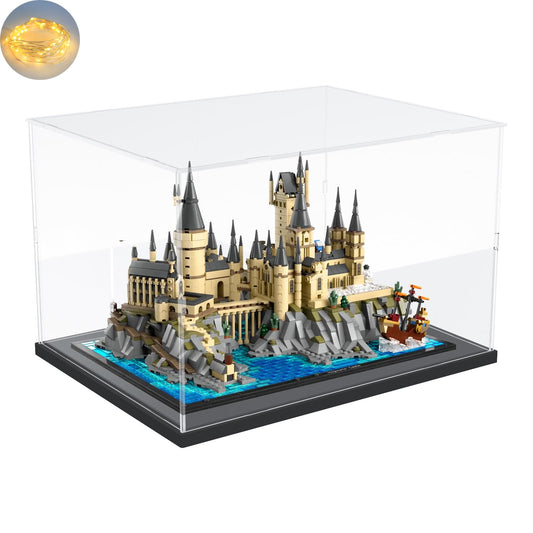 Choowin Acrylic Display Case for Lego Hogwarts Castle and Grounds 76419 for Lego Display Case Thickened Clear Display Case for Collectibles Assemble Dustproof Display Box(Black)