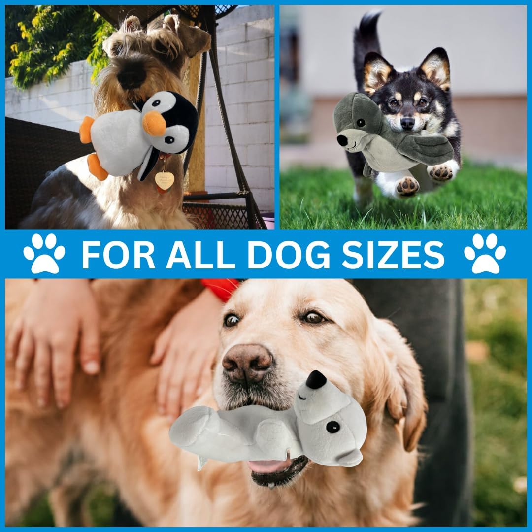 Terre Verte Arctic Friends Dog Plush Toys, Soft, Washable & Durable, Interactive Squeaky Toys, Perfect for Small, Medium, & Large Breeds, Ensuring Endless Entertainment, 3 Pack Cute Dog Plushies