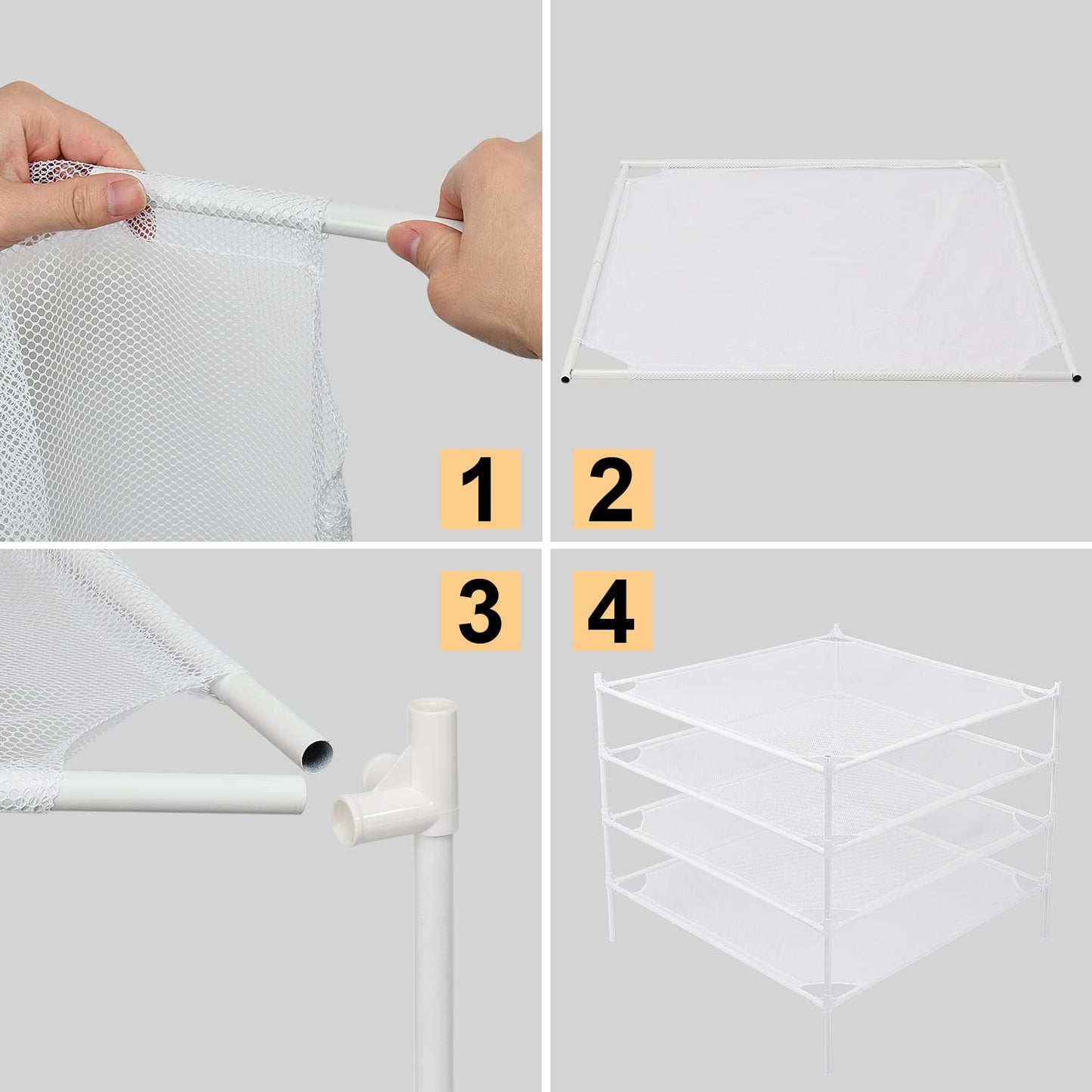 Clothes Drying Rack Flat, Portable Dryer for Sweater with Metal Tube, 4-Layer Mesh Laundry Rack for Indoor and Outdoor Use, Can be Placed to Dry Towel, Sweater, Hat, Glove, Bottle, Herbal