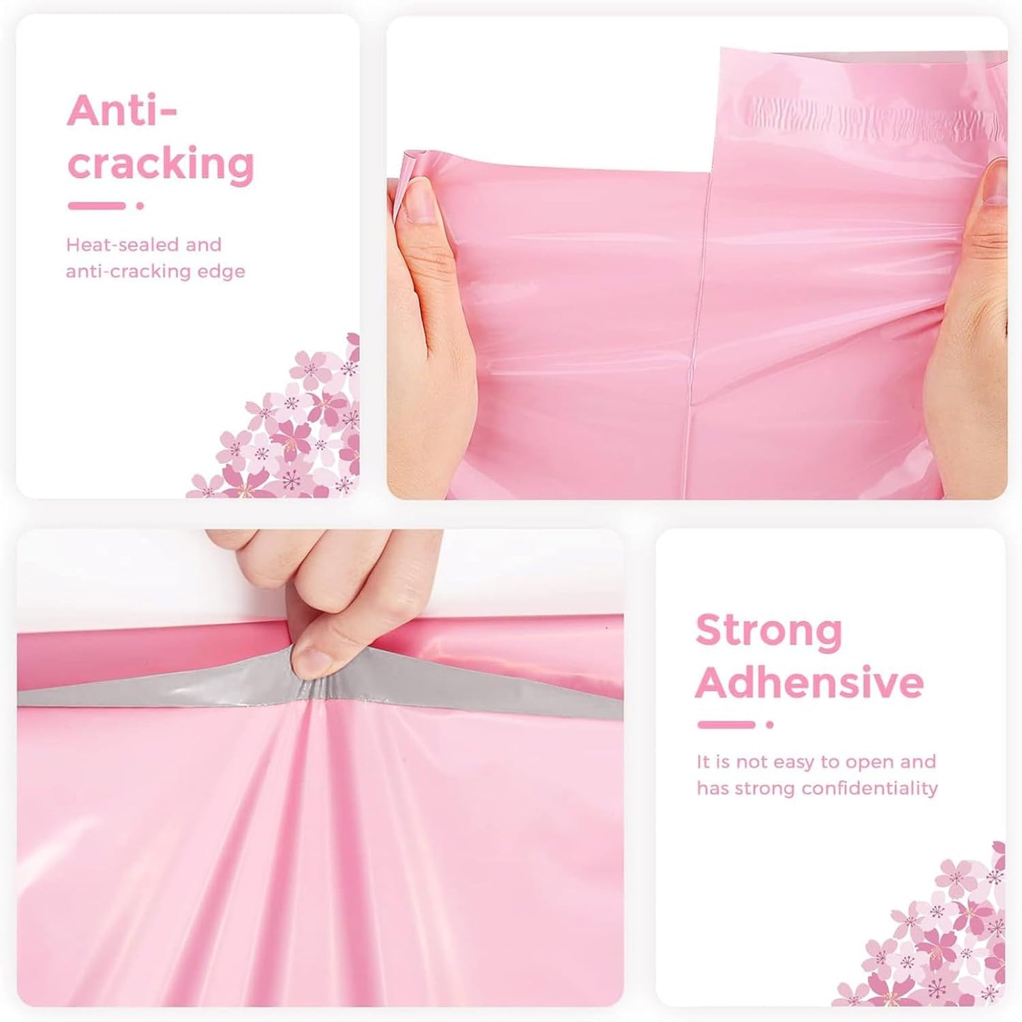 Fuxury Poly Mailers 10x13 Inch 500pc,Sturdy Shipping Bags for Clothes,Self Adhesive Mailing Shipping Envelopes,Waterproof Mailers Poly Bags,Colorful Packaging Bags for Business, Light Pink