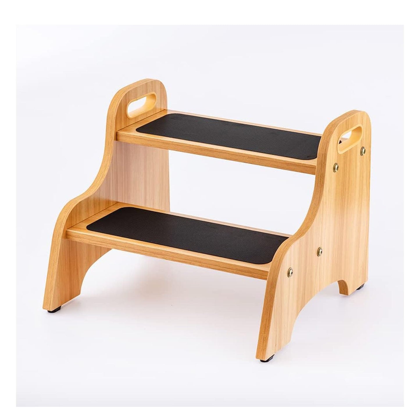 StrongTek Wooden Step Stools for Kids, Toddler 2 Step Stool for Bathroom with Non-Slip Stepping Surface, Portable Stepping Stool with Handles for Kitchen and Bedroom, 350 lbs Capacity (Natural)
