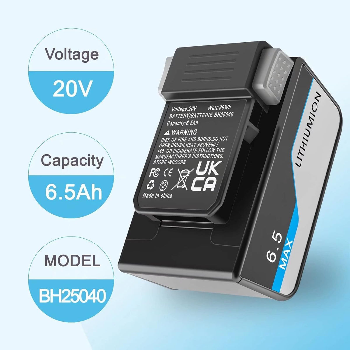 DMMNS 2026 Upgraded 20V 6500mAh Replacement Battery for Hoover BH15030 BH25030 BH25040 BH15260PC,Compatible with All Hoover OnePwr Battery.
