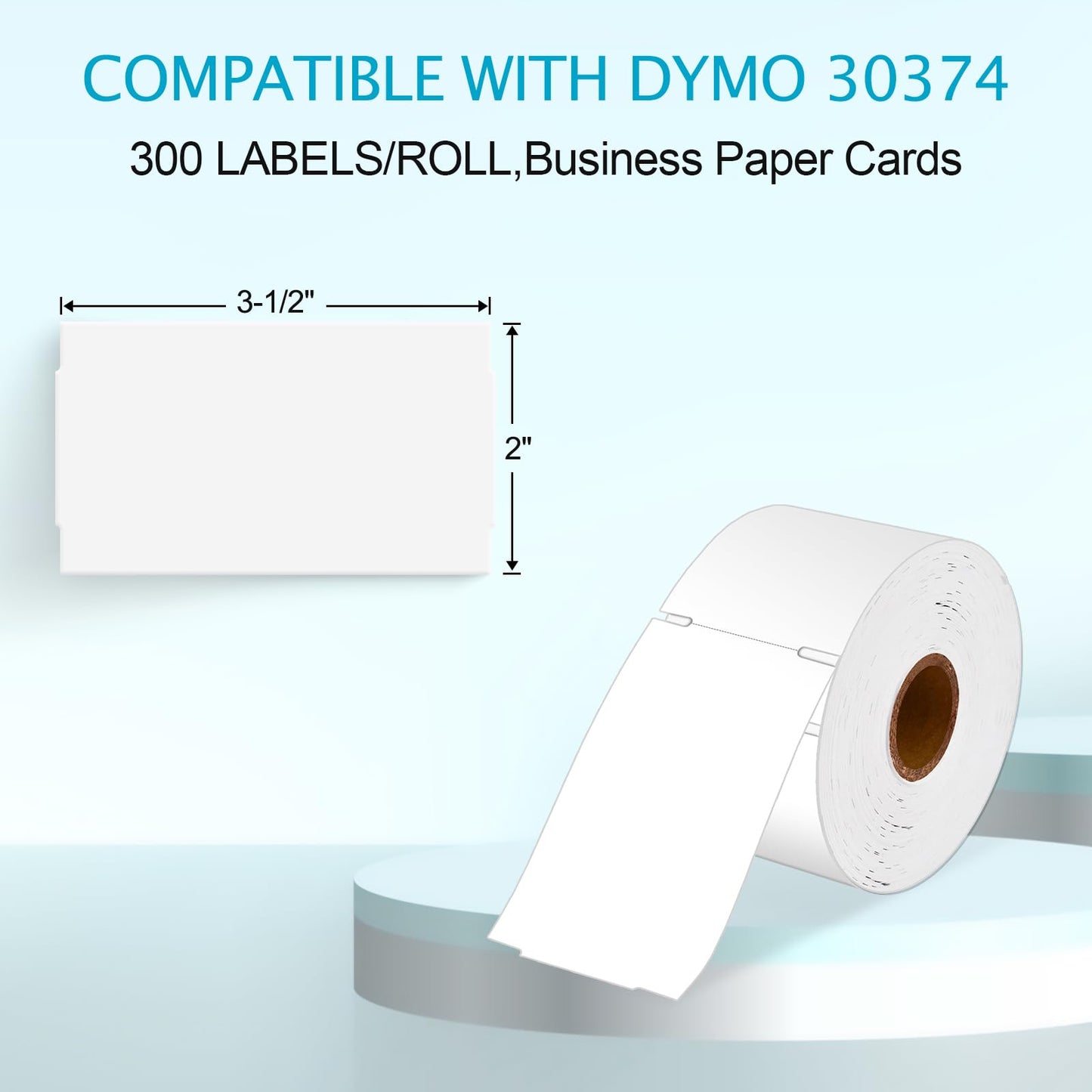 KCMYTONER Labelwriter 30374 Business/Appointment Cards 2 x 3 1/2 Labels Stock White Non-Adhesive Compatible for DYMO LW Printers, [5 Rolls, 300 Label/Roll]