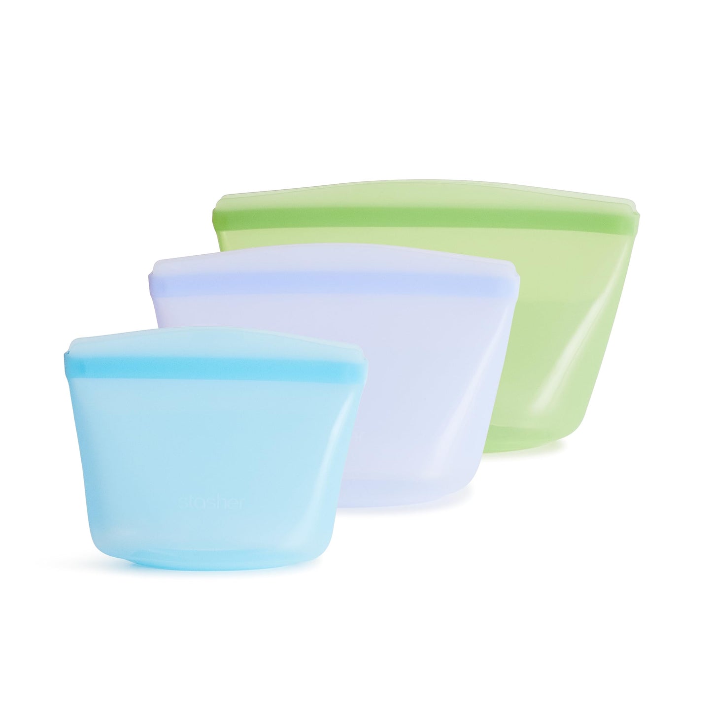 Stasher Premium Silicone Reusable Food Storage Bags, 3-Pack, Multi, Multi-Use Food Storage Bags, Lunch Bag, Travel Containers, BPA Free, Leak-free, Dishwasher-Safe, Eco-friendly